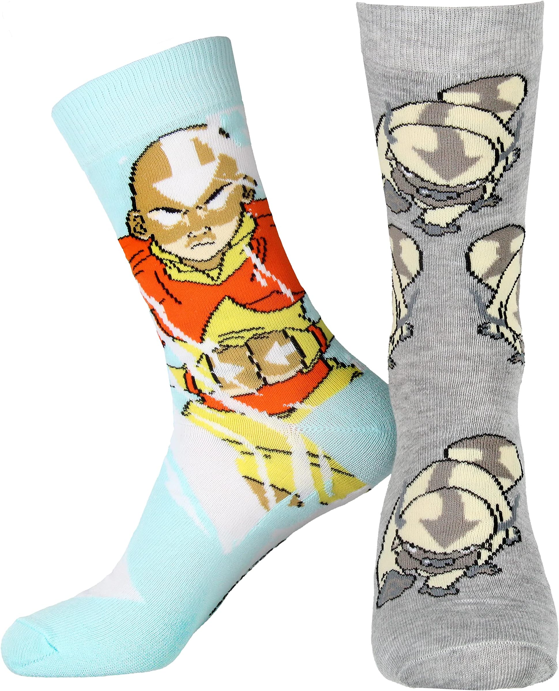 Avatar The Last Airbender Aang and Appa Character Adult Crew Socks 2 Pair