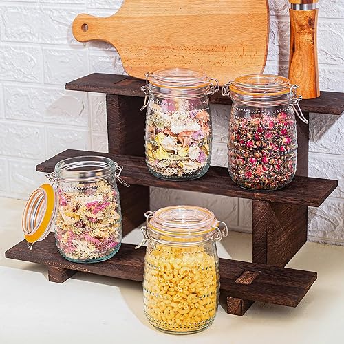 Miniatura 4 de Tarros de vidrio de 32 onzas con tapas herméticas, paquete de 6, tarros de boca ancha con tapas superiores de clip para almacenamiento de cocina,