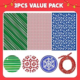 JOYIN 3 PCS Christmas Jumbo Plastic Gift Bags, Extra Large Holiday Present Red, Green, Blue Bag for Xmas Gifts, Oversized Christmas Sacks for Decorations, Carry-on Luggage, Large Toys