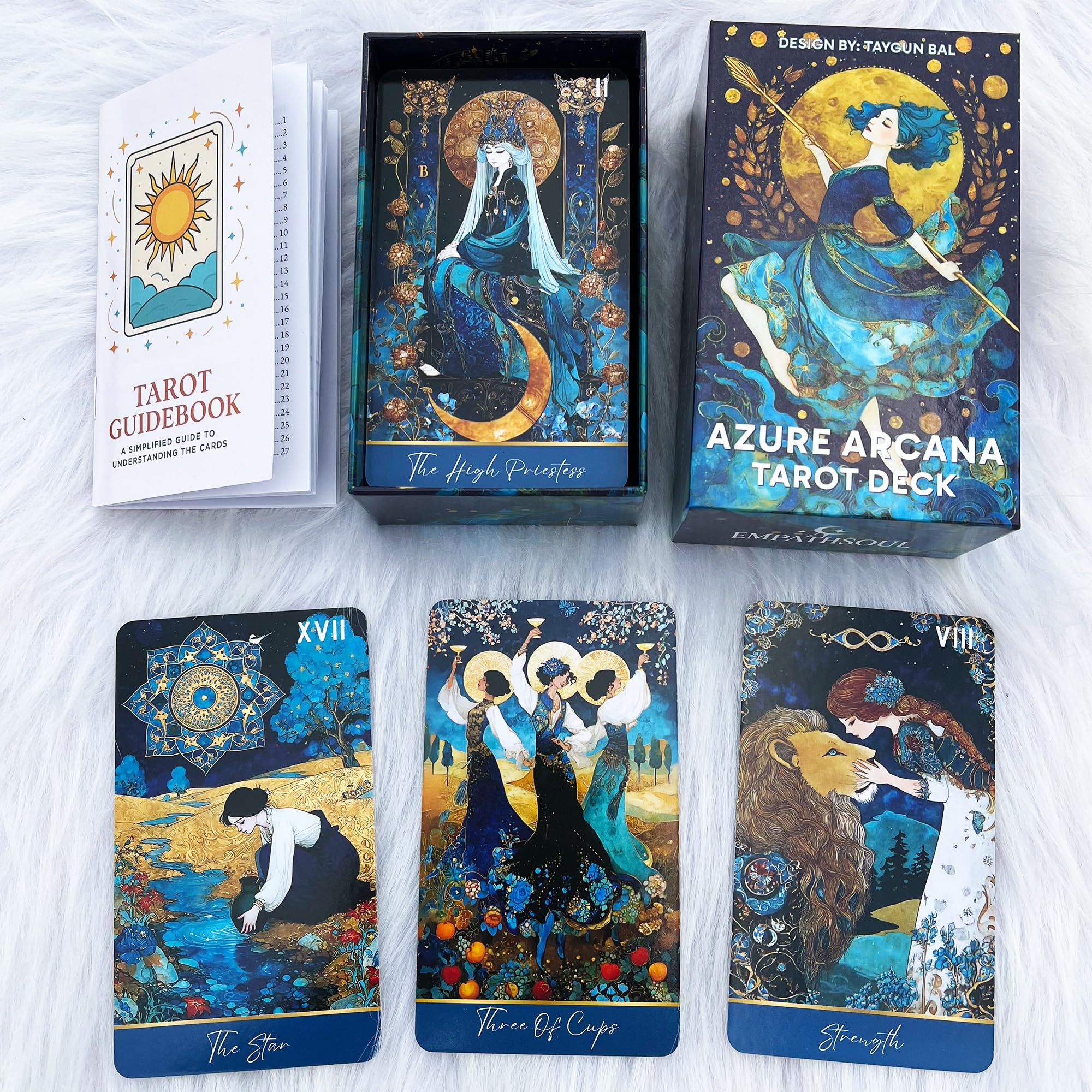 DPEHAKMK Azure Arcana Tarot Deck, 78 Tarot Cards with General