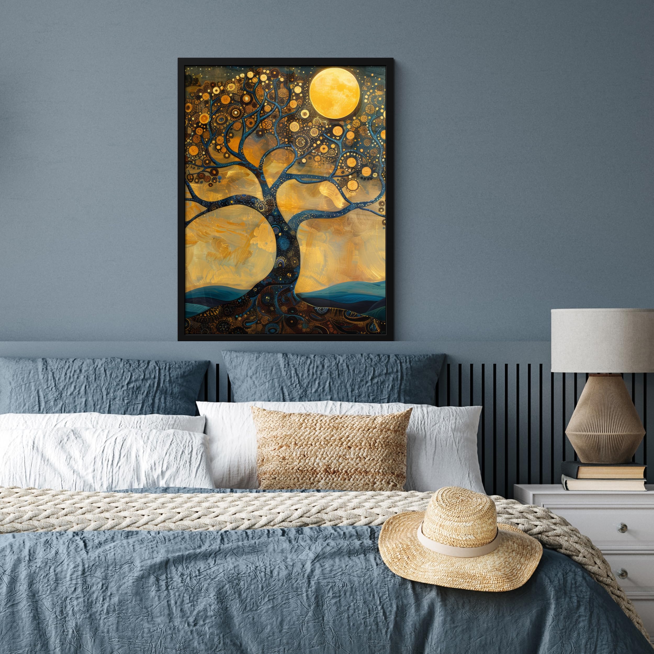 MuchoWow© Cuadros Con Marco 60x80 cm Decoración Cuadro Para Decorativa Cocina Quadros Decoração Sala Room Decor Casa Habitación Árbol - Industrial - Abstracto - Amarillo