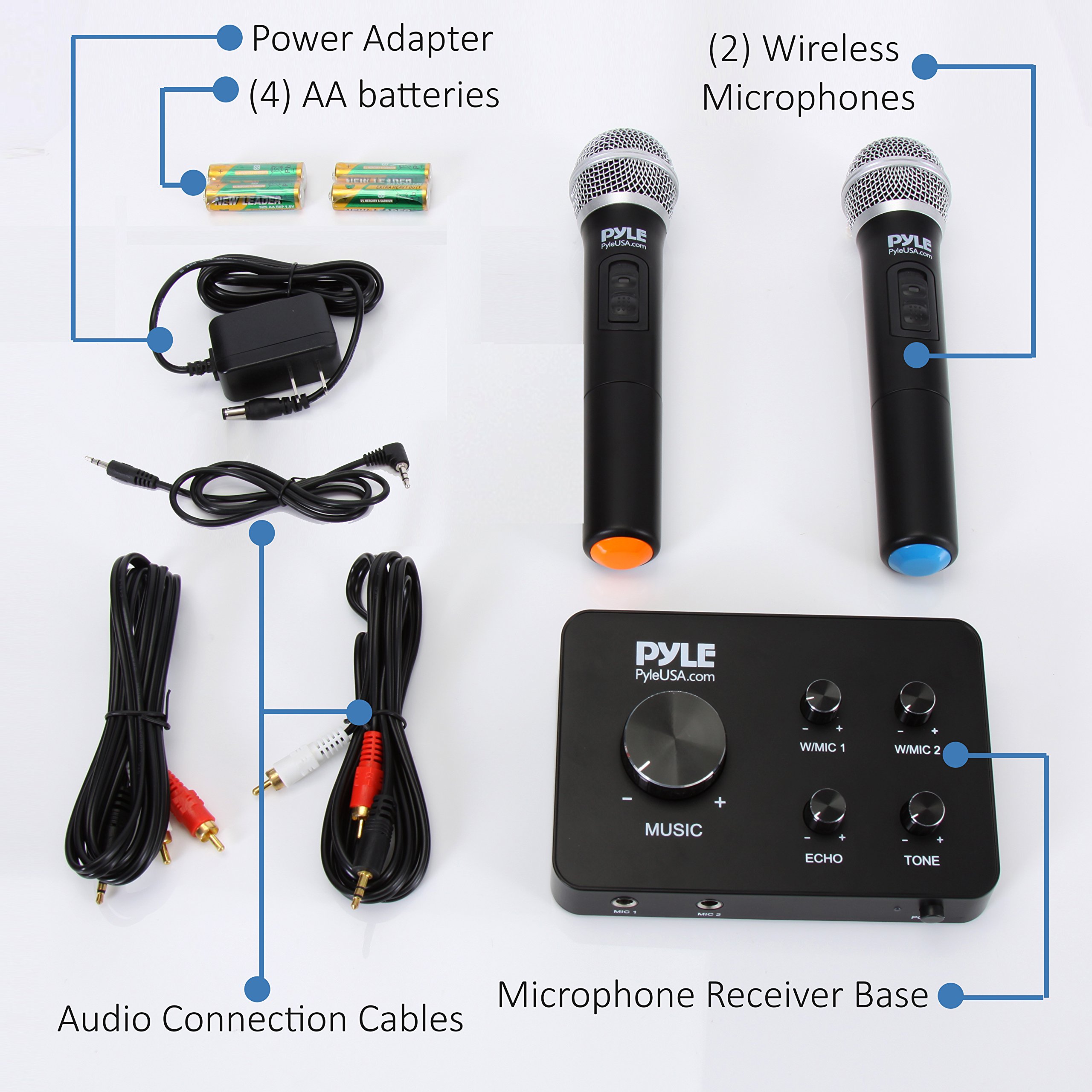 Pyle Portable Home Theater Karaoke Microphone Mixer System Complete Set