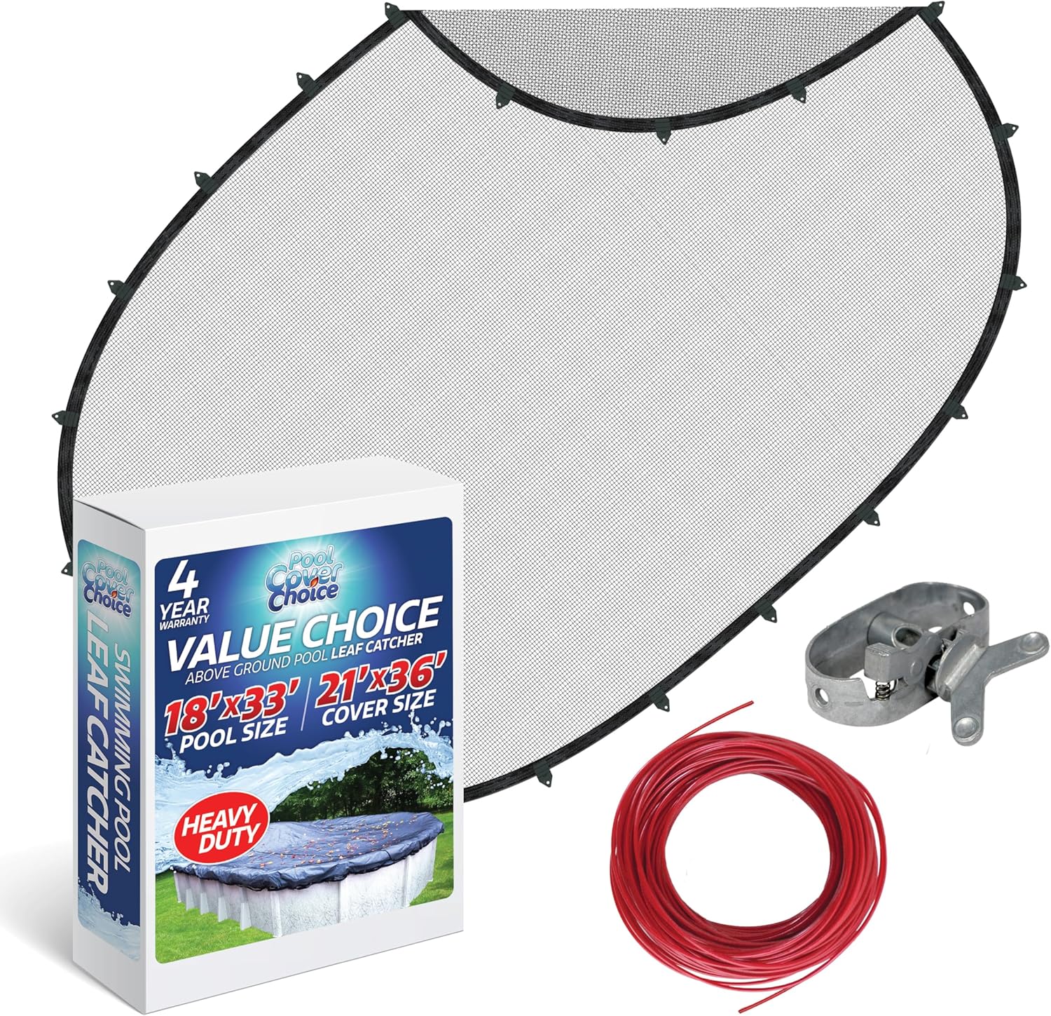 Swimming Pool Leaf Catcher Net Cover for 18 ft x 33 ft Aboveground Oval Pool Size, Value Choice Series, Lightweight Mesh Material, Color - Black, Pool Cover Choice 251833CHOICE