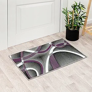 2305 Geometric Abstract Purple 2x3 Area Rugs for Entryway