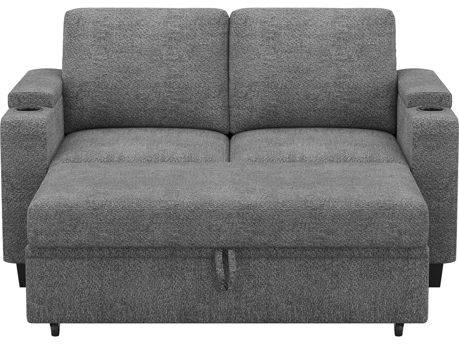 Belffin Chenille Sectional Sleeper Sofa with Pull Out Bed. Modular Sectional Loveseat Sofa Bed for Living Room. Light Grey.
