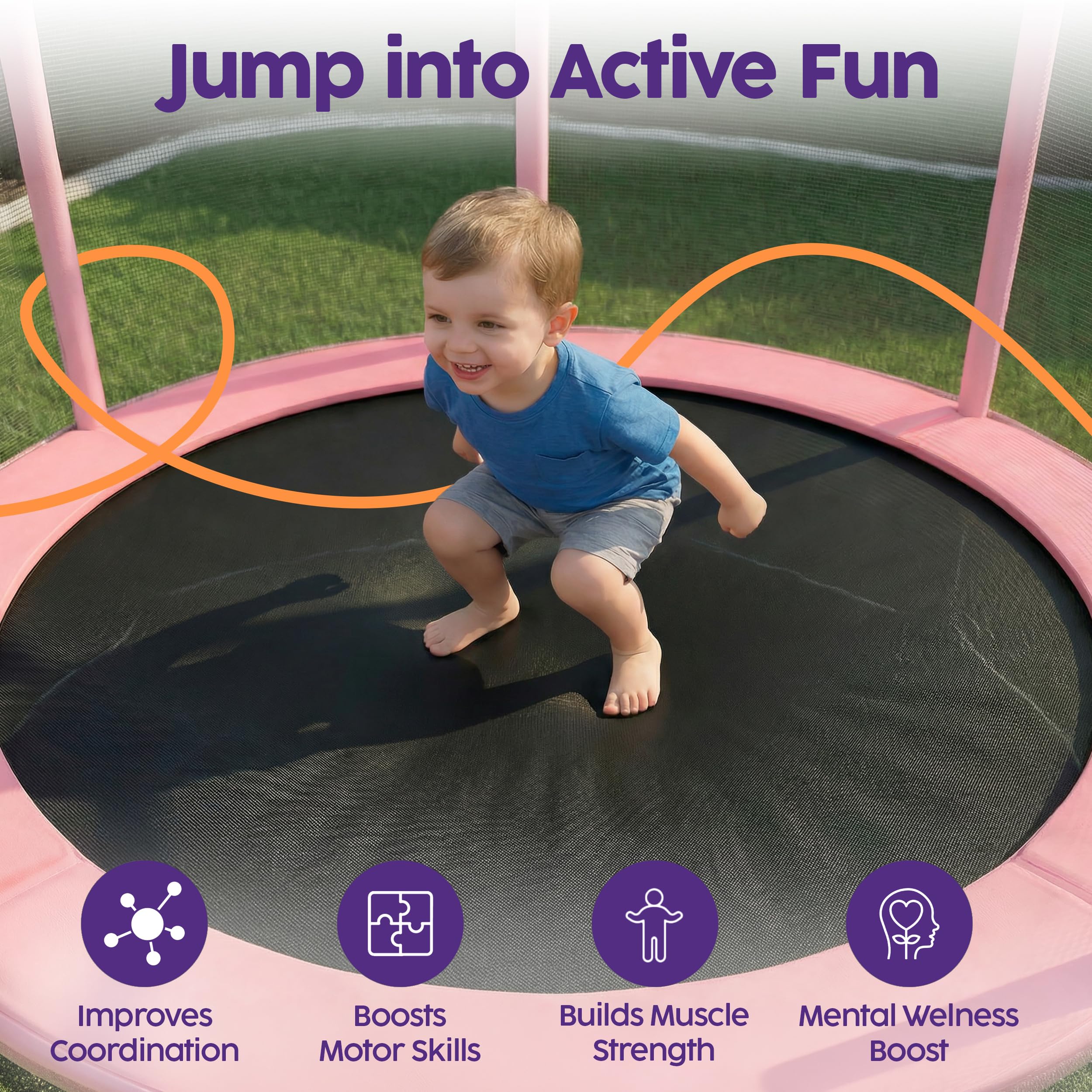 Hurtle Trampolino Elastico per Bambini 140 cm, Trampolino con Rete di Sicurezza 200 kg, Palestra in Casa, Giochi Bambini con Barra Regolabile, Altalena, Sacco da Boxe e Anelli