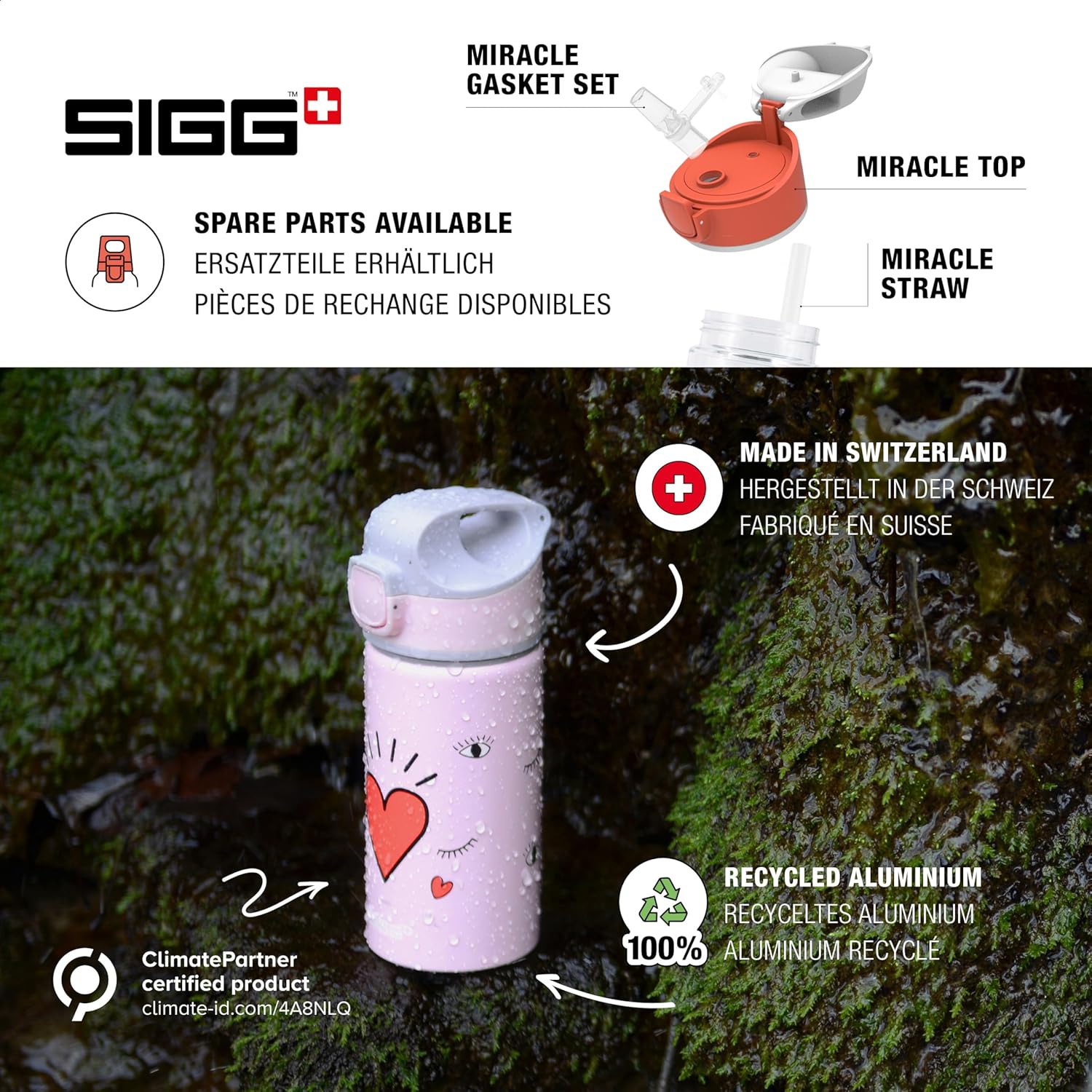 SIGG - Aluminium Children's Drinking Bottle - Miracle Tractor - With Straw - Leak-Proof - Light as a Feather - BPA-Free - Climate Neutral Certified - School & Sports - Water Green & Orange with