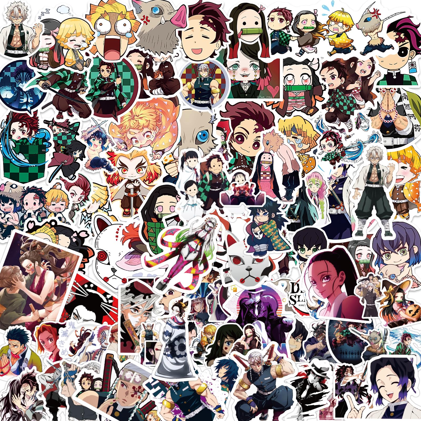 100Pcs Ghost Slayer Stickers, Anime Stickers for Boys Girls, Stickers for Kids Party Bags Filler, Waterproof Vinyl Stickers for Laptop, Skateboard, Scrapbooking, Bedrooms