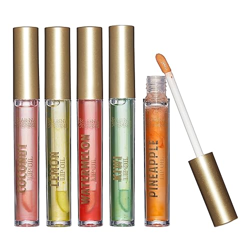 Miniatura 1 de Marina and Demme Colección de 5 piezas de aceites labiales tropicales juego de 5 brillos labiales vibrantes en tubos aptos para viajes (0.1 fl oz