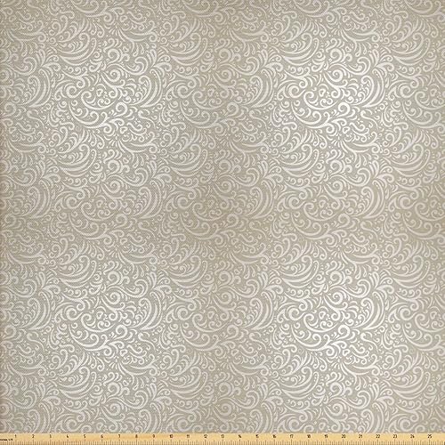Lunarable The Yard - Tela victoriana de estilo retro, curvas y remolinos con elementos geométricos, patrón barroco vintage, tela decorativa para