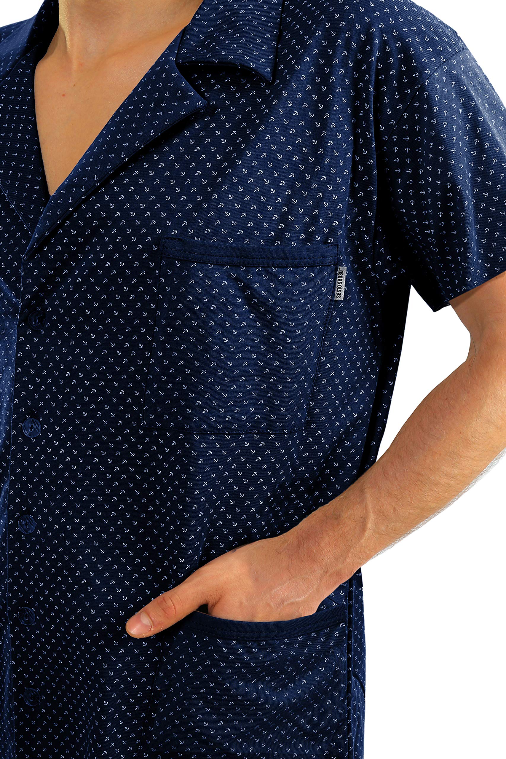 sesto senso Pigiama Uomo Abbottonata Cotone Maniche Corte con Bottoni Pantaloni Lunghi