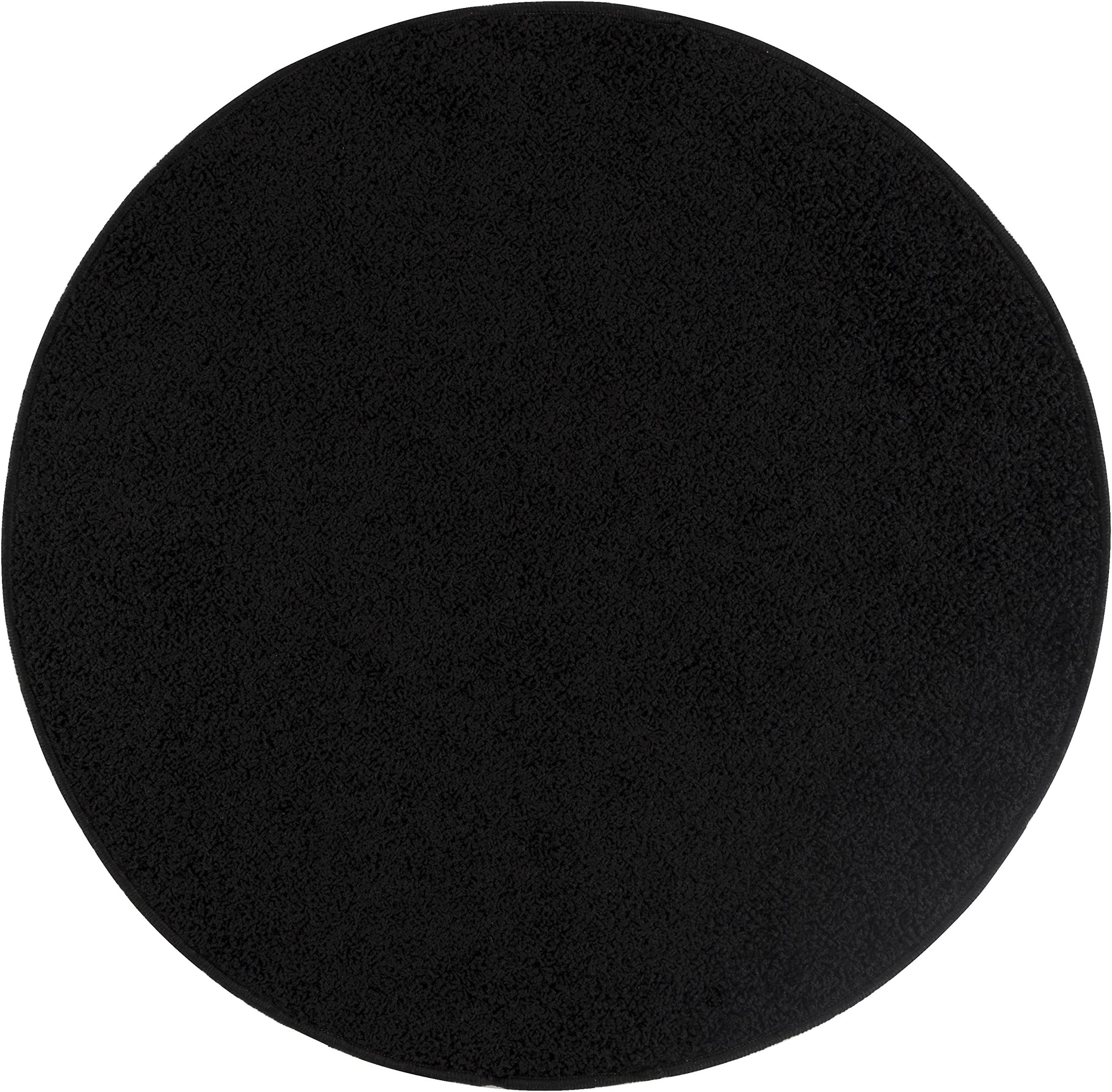 misento Shaggy Living Room Rug Long Pile Tested for Harmful Substances 100% Polypropylene Black Round 133 cm