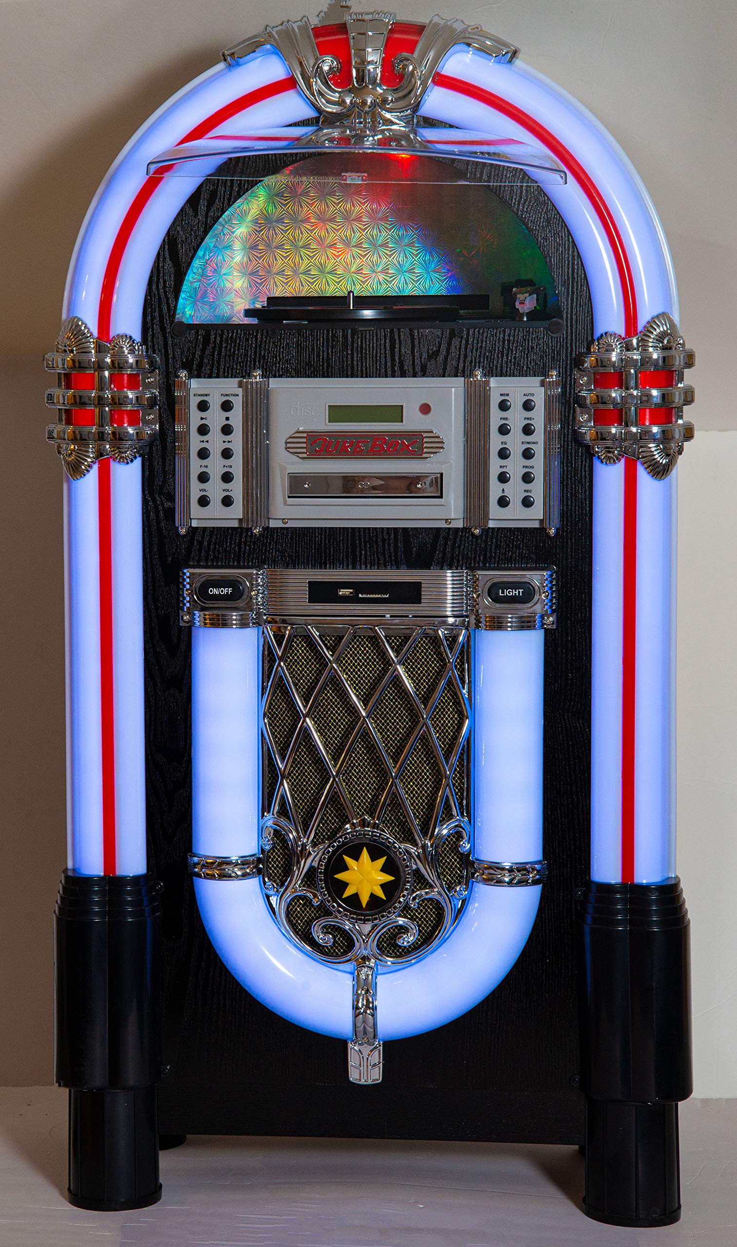 Jukebox retrô sem fio Bluetooth Mudança de cor Madeira Sistema de