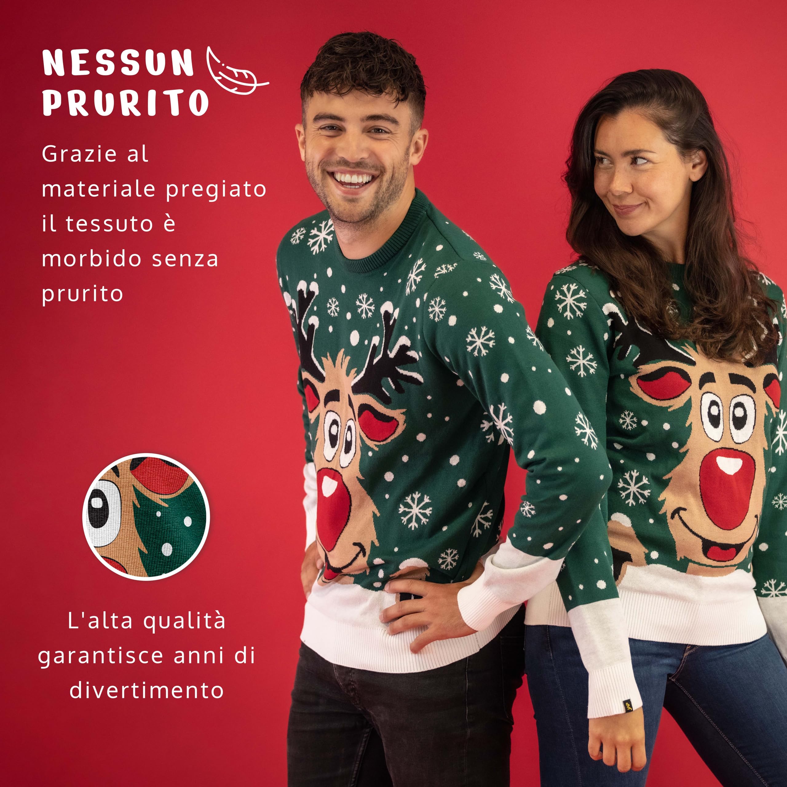 JAP Christmas - Maglione Natalizio Donna Uomo - Maglioni Natale - Maglioni Natalizi Famiglia - Rudolph Bambini