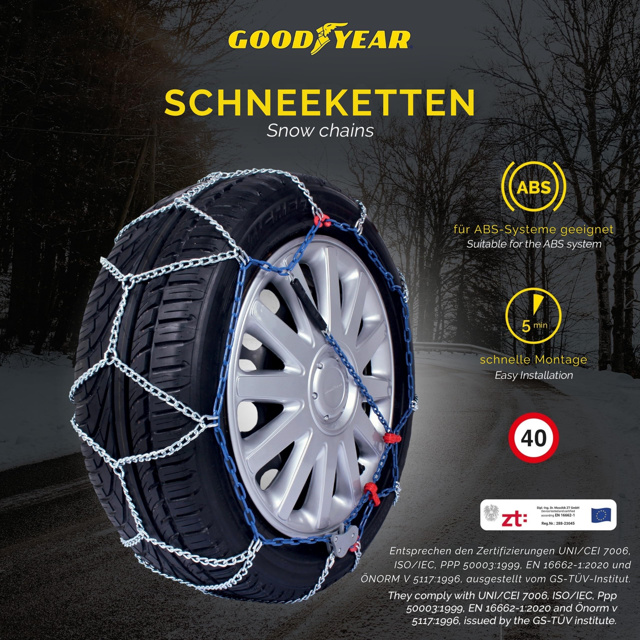 Goodyear 77956 77956 Schneeketten 7 mm für Auto - Größe 110, Größe 110
