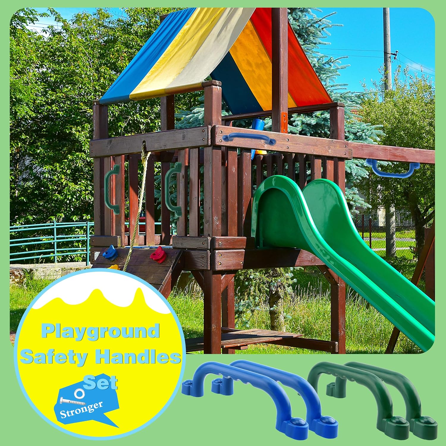 4 Pieces Kids Playground Safety Handles Swingset Grab Handle Playground Accessories for Child Backyard Playhouse Treehouse image 4