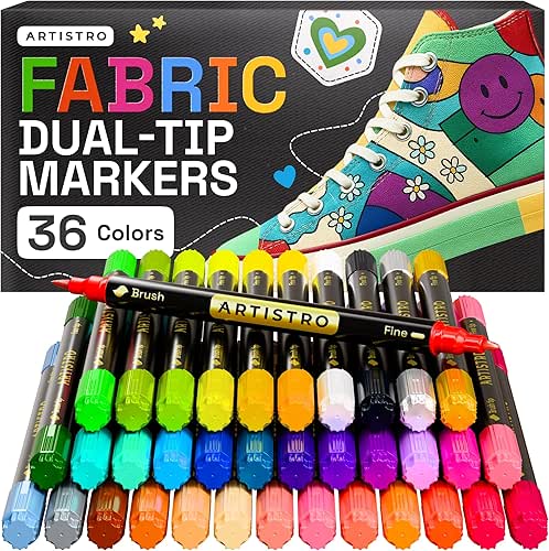 ARTISTRO 36 Dual-Tip Fabric Markers - Fabric Decorating Kit -