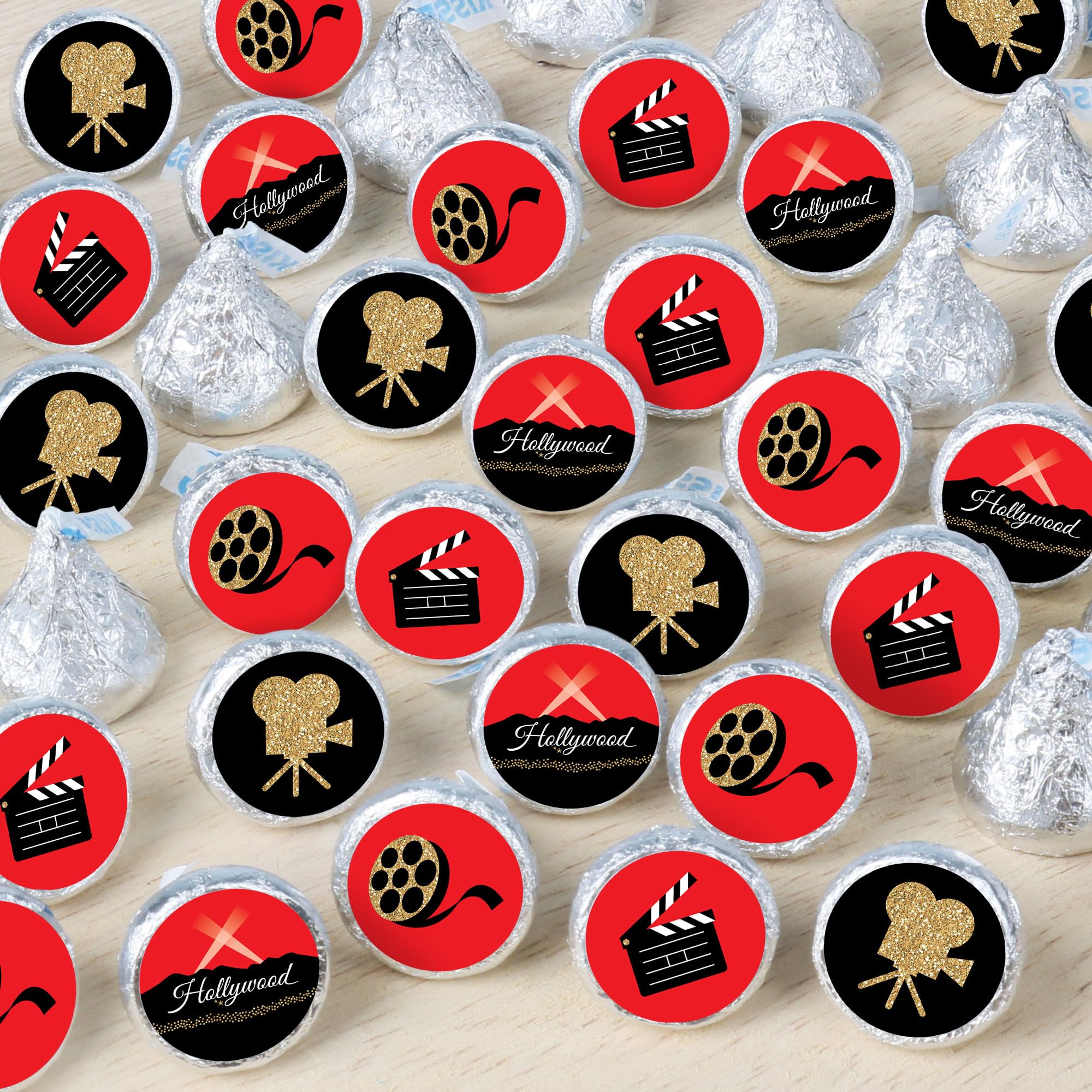 Big Dot of HappinessRed Carpet Hollywood - Movie Night Party Small Round Candy Stickers - Party Favor Labels - 324 Count