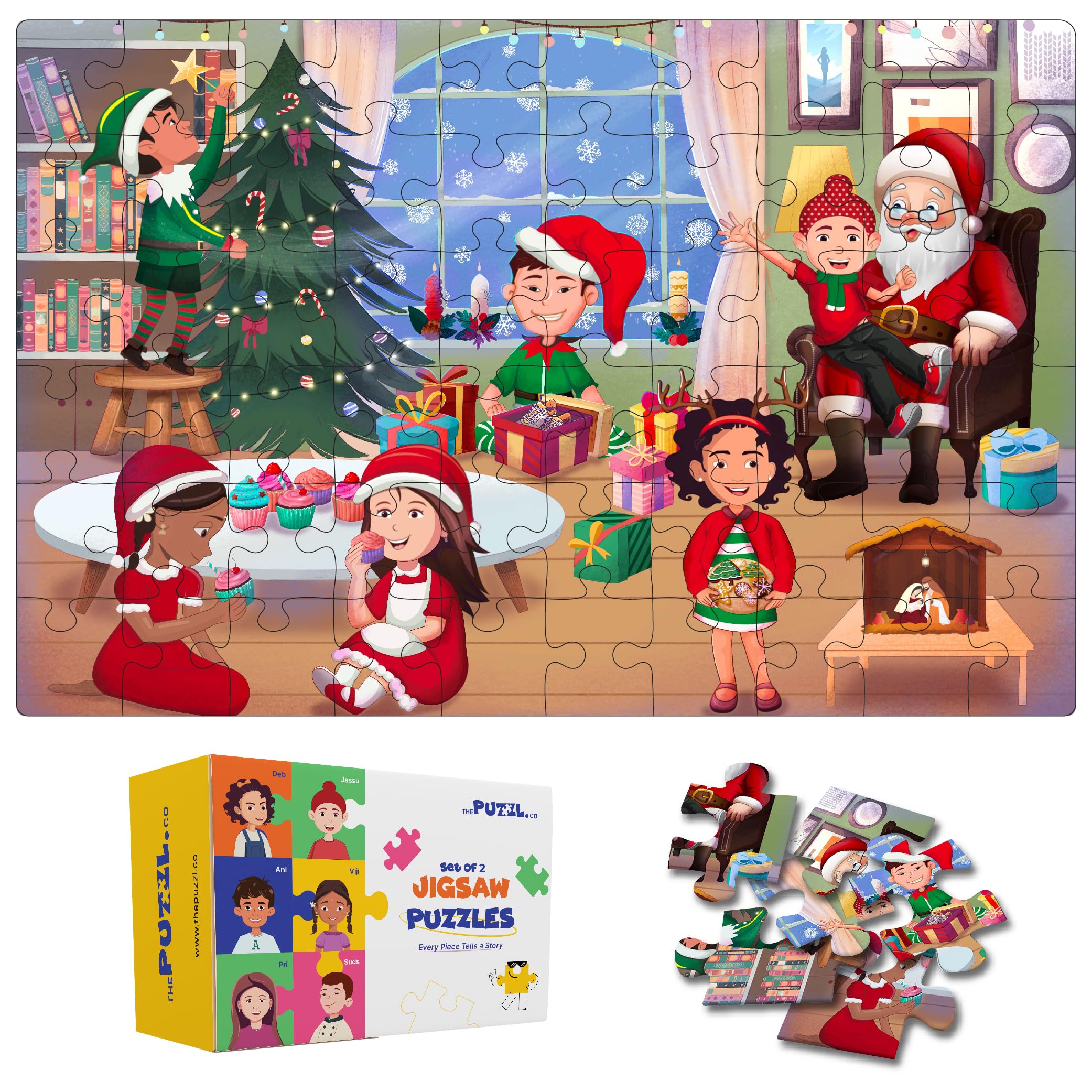 The Puzzl Co - Christmas Puzzle for Kids | Set of 2 Jigsaw Puzzles, 60 Pcs Each, Festivals Theme - Christmas & Onam, for Kids 5-8+ Yrs, Large Size, Fun & Educational Puzzle Games (B0D7SX6GRW) Amazon Price History, Amazon Price Tracker