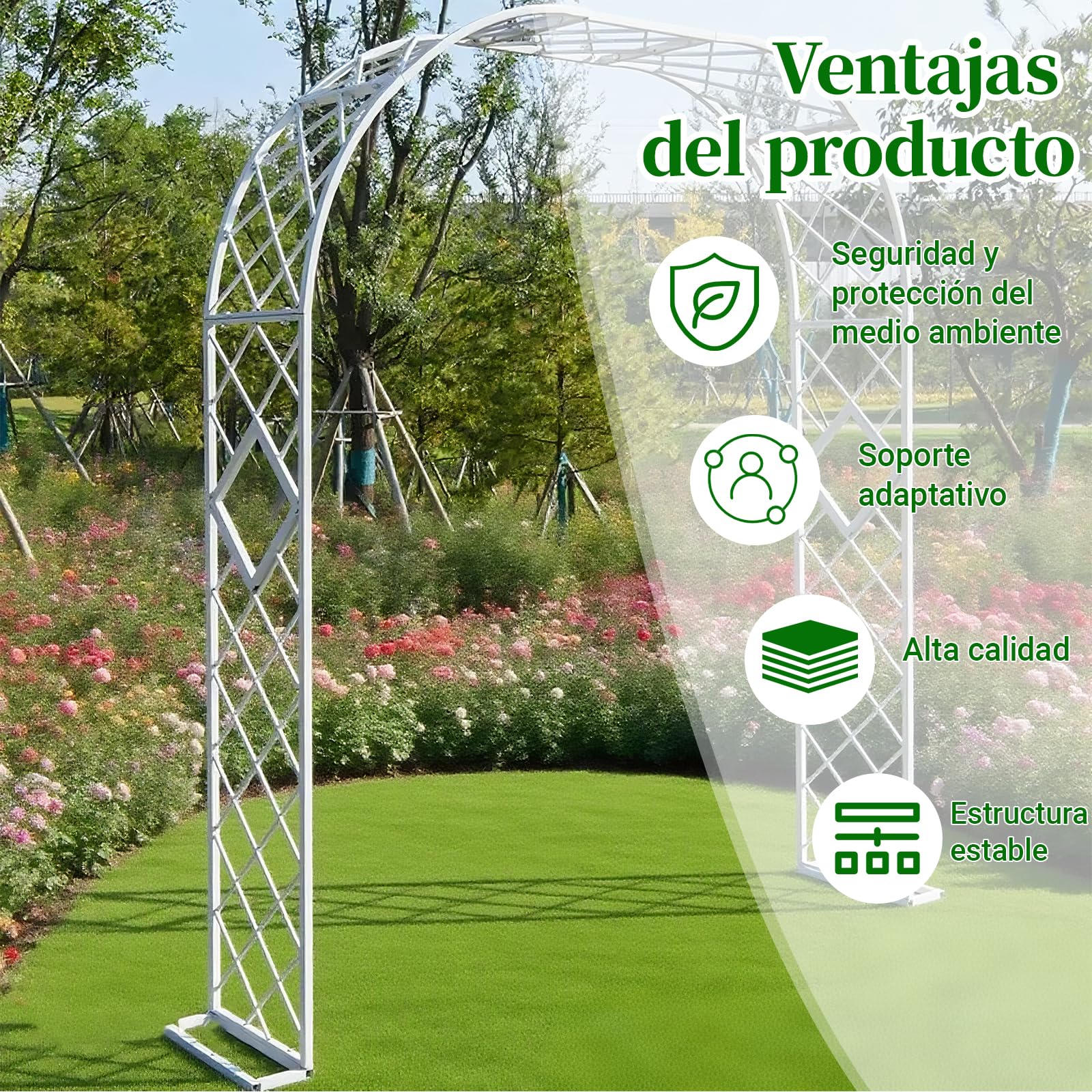Arco de Rosas de Metal 300x40x230cm, Enrejado de Rosas, Arco de jardín para Plantas trepadoras, Arco para jardín, Arco para Bodas, Fiestas, Patio Trasero, Porche