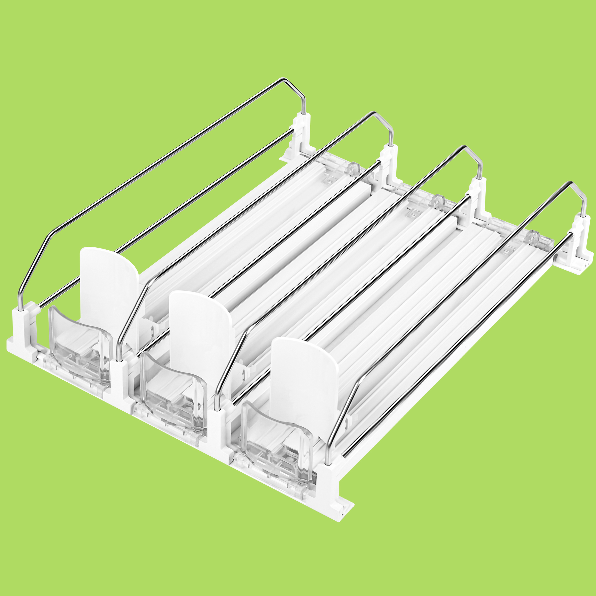 Organizer Frigorifero Bottiglie Aurinovellia 3 File - Dispenser Automatico Per Lattine, Birra, Acqua - Bianco, 31x23x8 Cm, Per Frigo E Supermercati