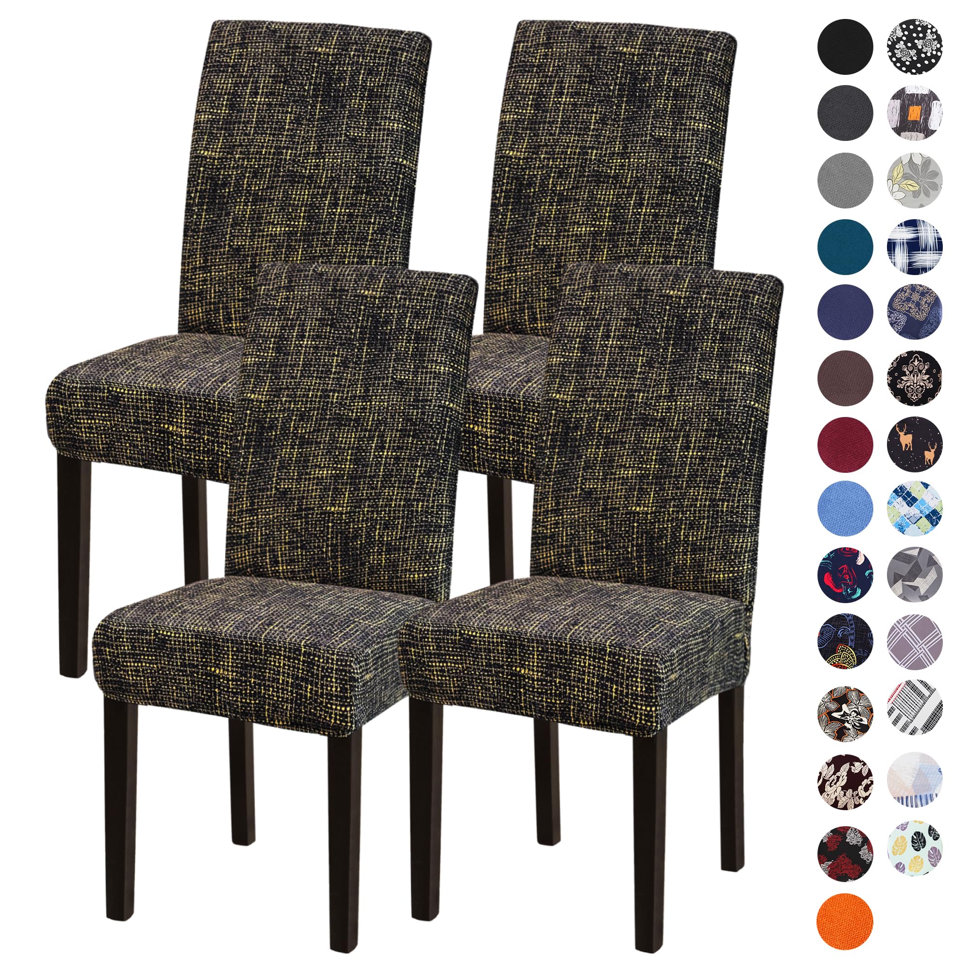 Sufdari Dining Chair Covers,Kitchen Chair Cover,Parsons Chair Slipcover,Spandex Chair Protectors for Dining Room Stretch Chairs Cover Set of 4 -Hemp
