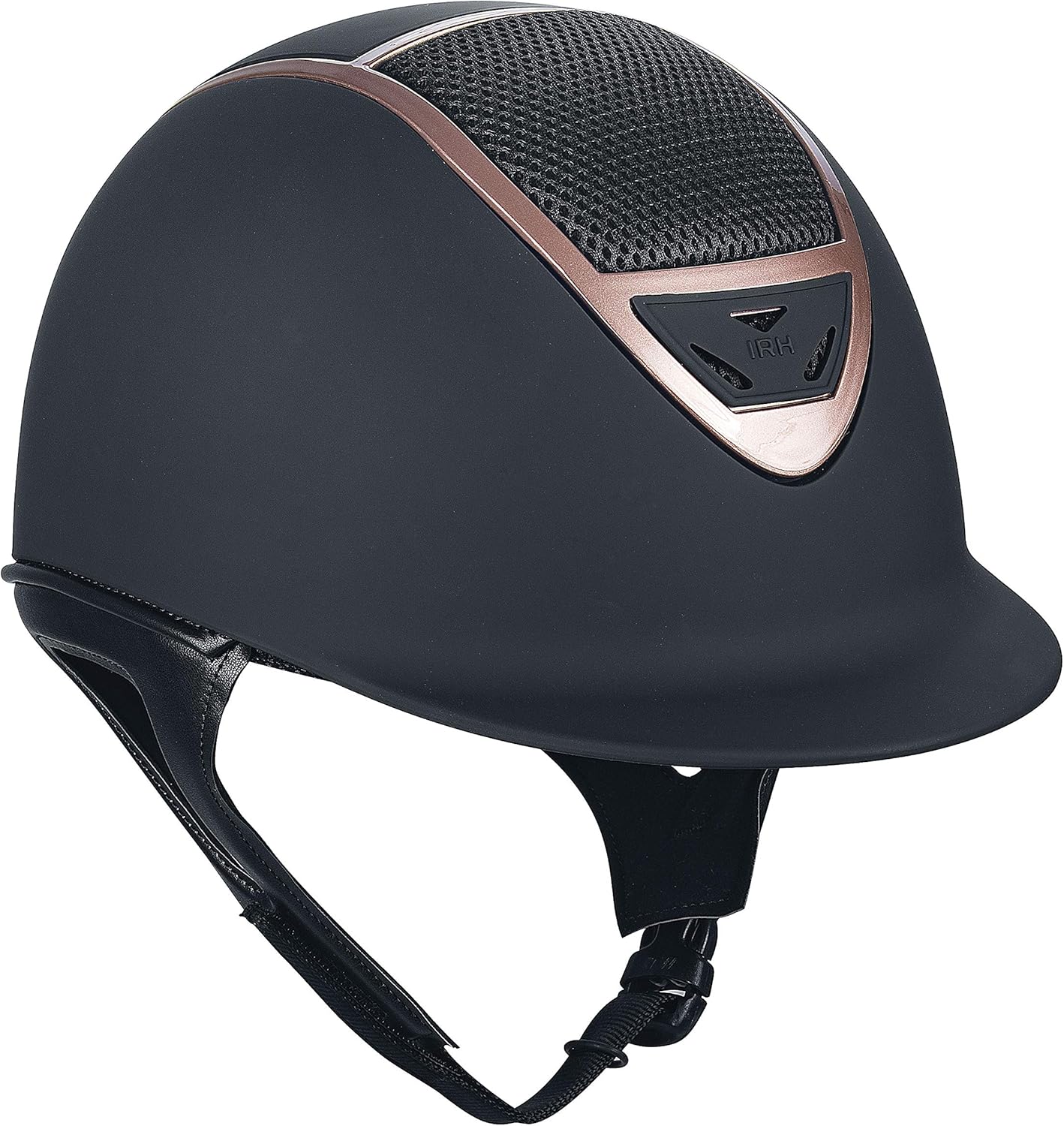 IRH XLT Horse Riding Helmet, Matte Black with Rose Gold Frame, Large