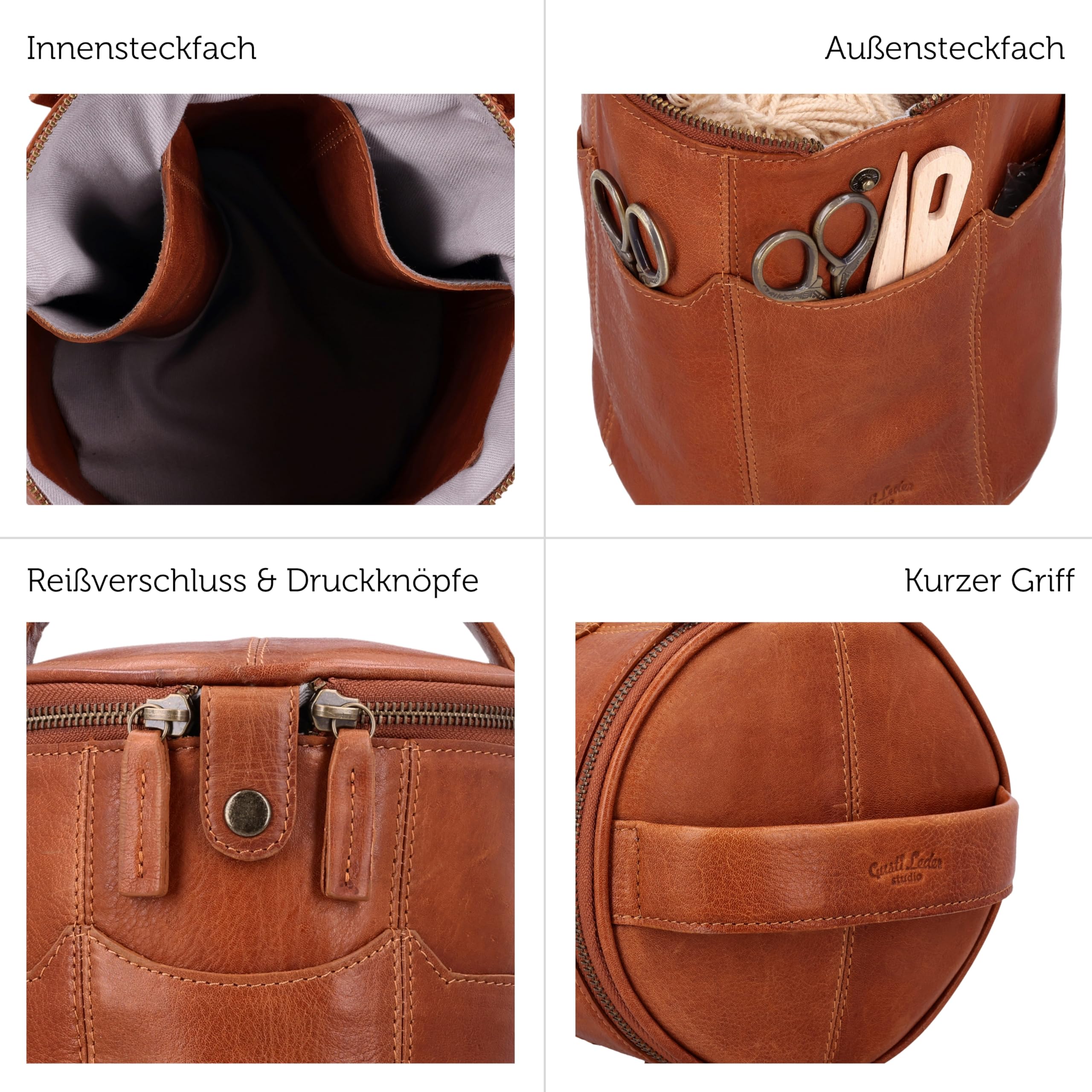Gusti Leder Friseurtasche Corvin - Friseurbedarf Ledertasche Werkzeugtasche Damen Herren Braun Leder