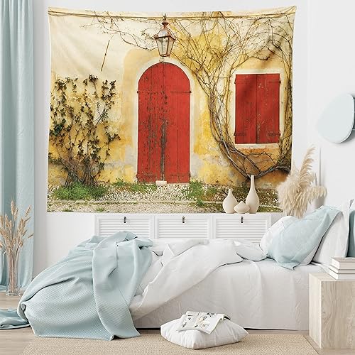 Miniatura 182 de Ambesonne Tapiz de fantasía, paisaje de fantasía con reloj, rayos de cielo de ensueño desde el techo, arte ficticio, colgante de pared ancho para