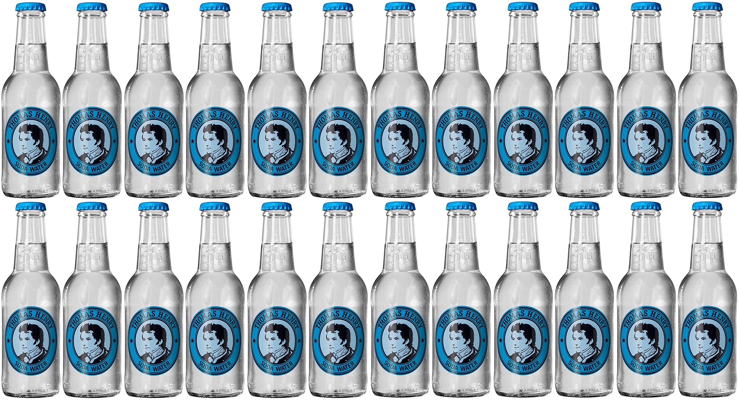 Thomas Henry Soda Water - aussergewöhnlich prickelnd (24 x 0,2 l Glas MW) 24er Set Soda Water zum Mixen deiner Longdrinks und Cocktails mit Vodka, Whiskey, Gin & Co.