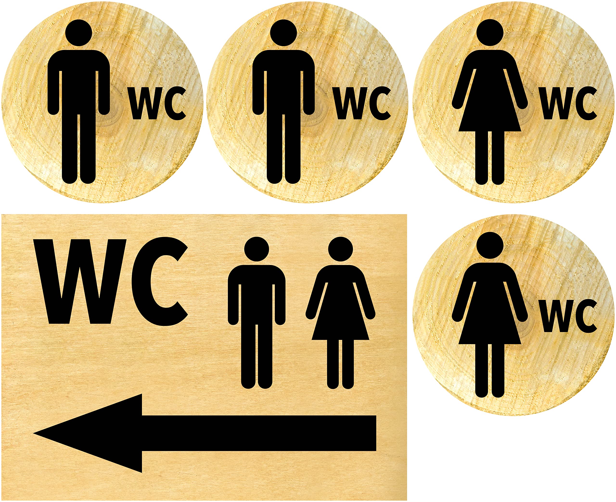 Cartelli WC Uomo E Donna Adesivi - Targhette Per Porte Bagno In Plastica ABS, Argento 12 Cm - Foto 2