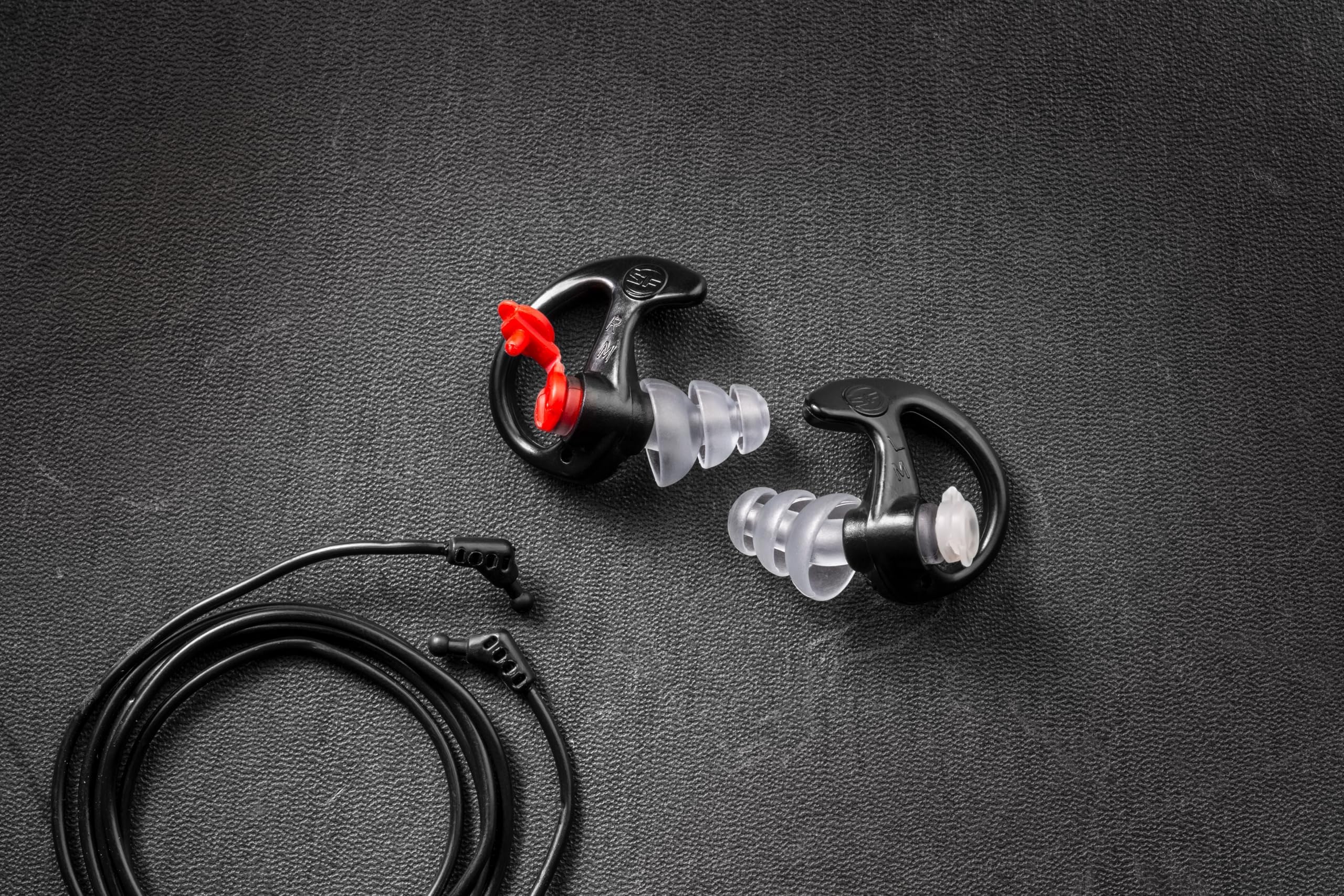 EP4 Sonic Defenders Plus Filtered Earplugs, Triple flanged Design, Reusable, Black, Medium