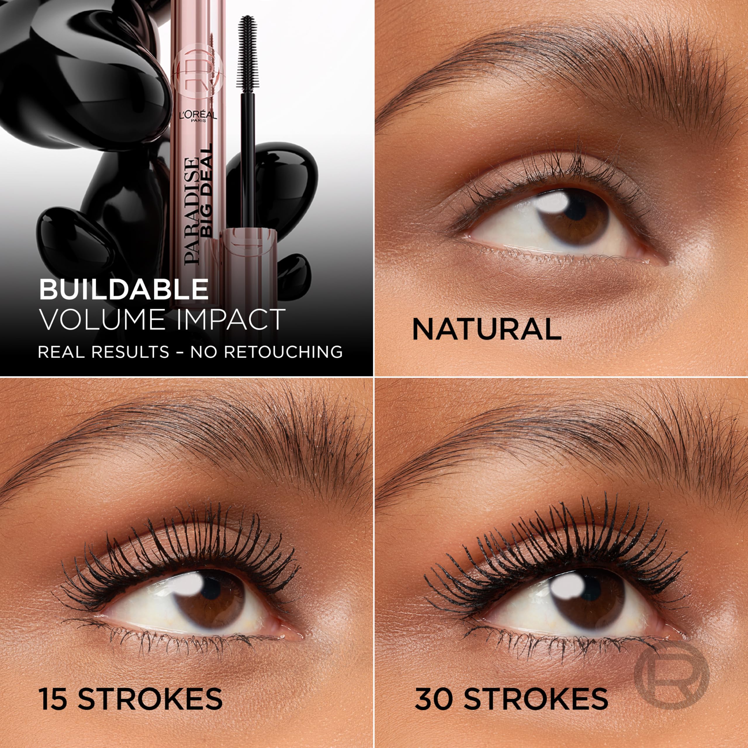 L'Oréal Paris Paradise Big Deal Mascara Washable, czarny tusz do rzęs zapewnia niekończące się długie rzęsy i równomierną objętość, bez grudek, sklejania i wycierania, do wrażliwych oczu, 9,9 ml