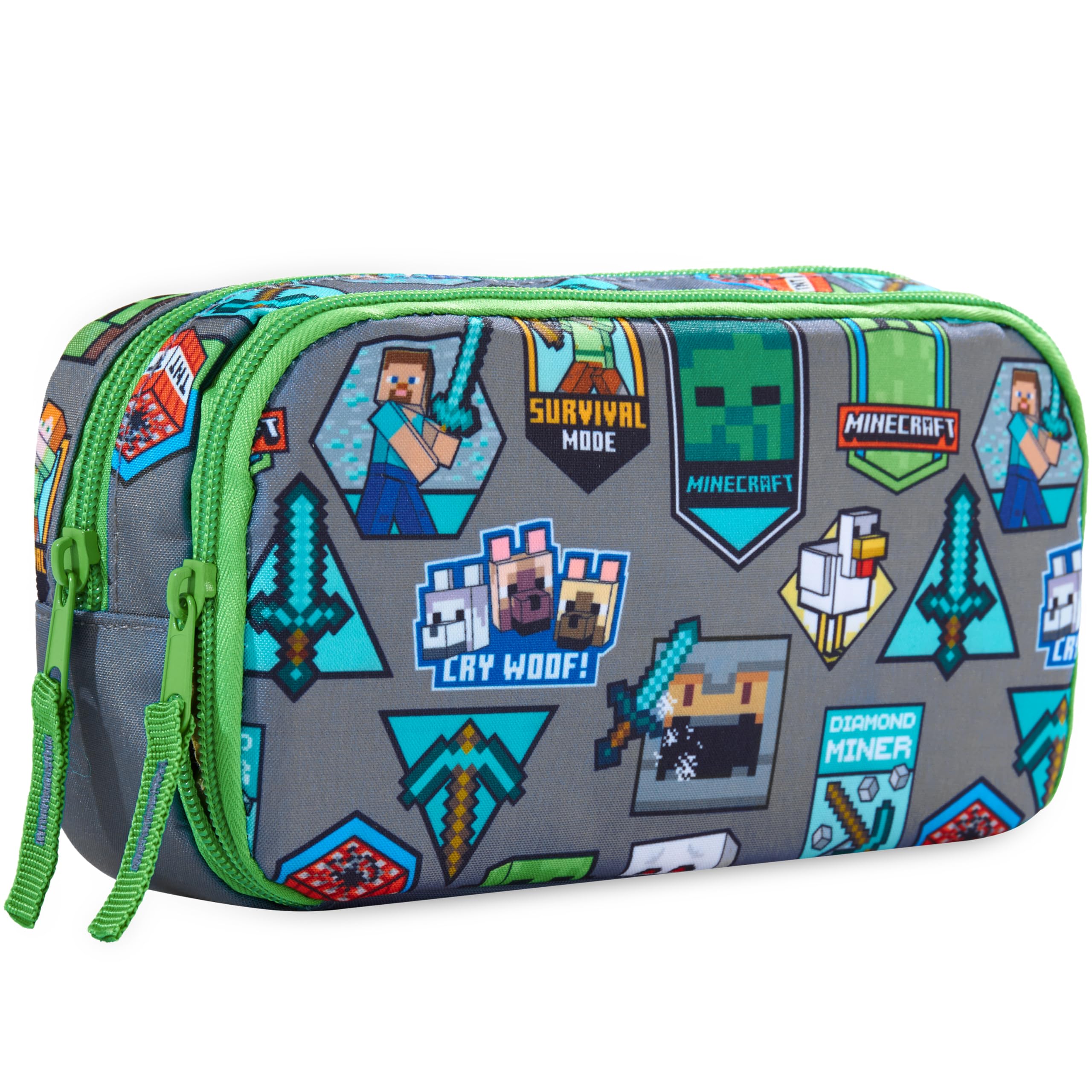 Minecraft Pencil Cases with Compartments, Large Capacity Boys Girls Pencil Pen Cases, Lightweight Portable Kids Pen Pouch, School Work Stationary Supplies, Gamer Gifts (Green/Multi Minecraft)