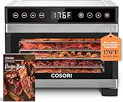 COSORI Desidratador de alimentos para carne secadora, controle de temperatura de 80 °C, máquina de secar 5 bandejas de aço inoxidável, 4 predefinições, temporizador 48H, para petiscos de cachorro,