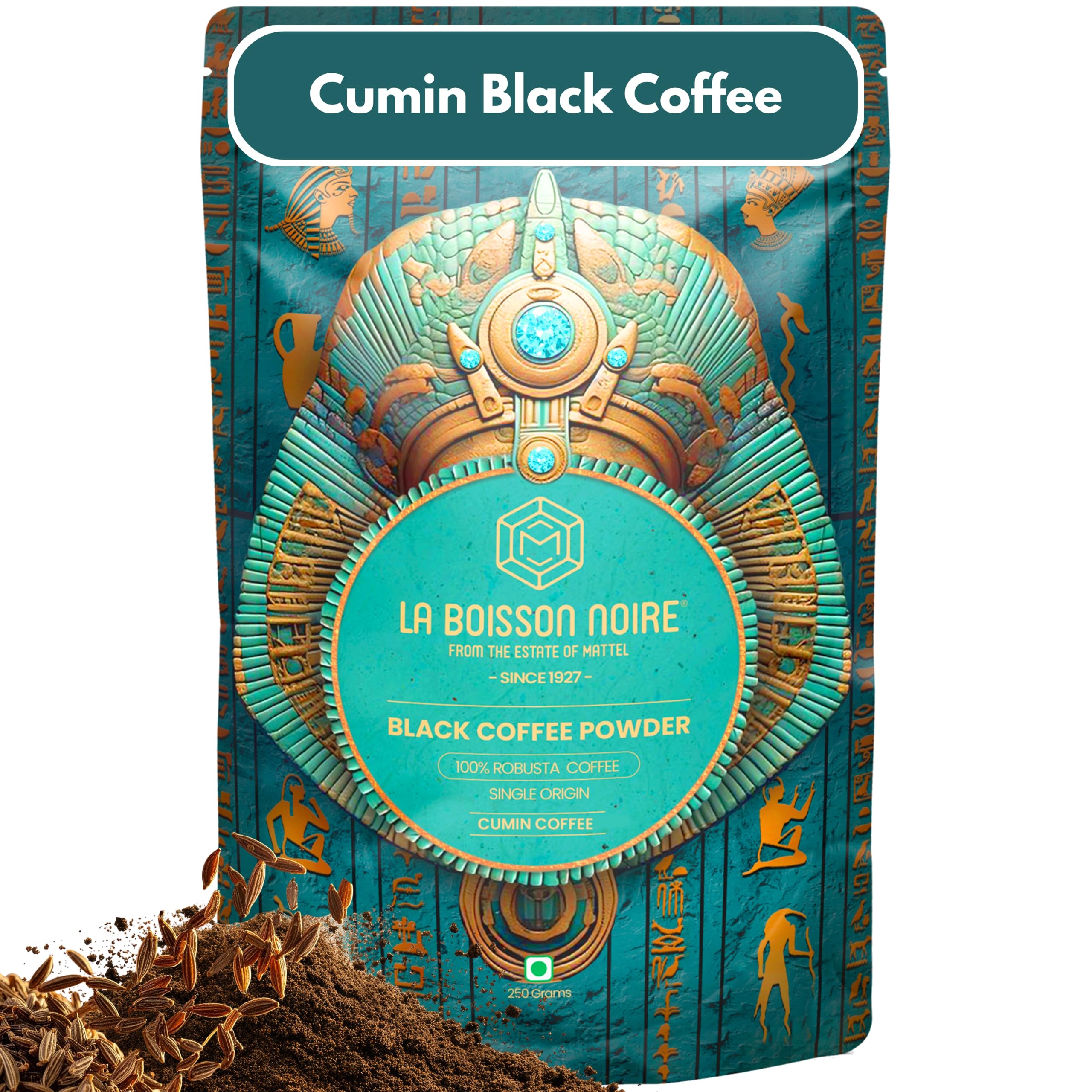 La Boisson Noire Cumin Black Coffee Powder (250g) | Fine Grind Ground Coffee | Estate Crafted Jeera Coffee | Moka Pot, Filter Coffee & Home Espresso | Premium Dark Roast Robusta | Mattel Estate Since 1927-image-21
