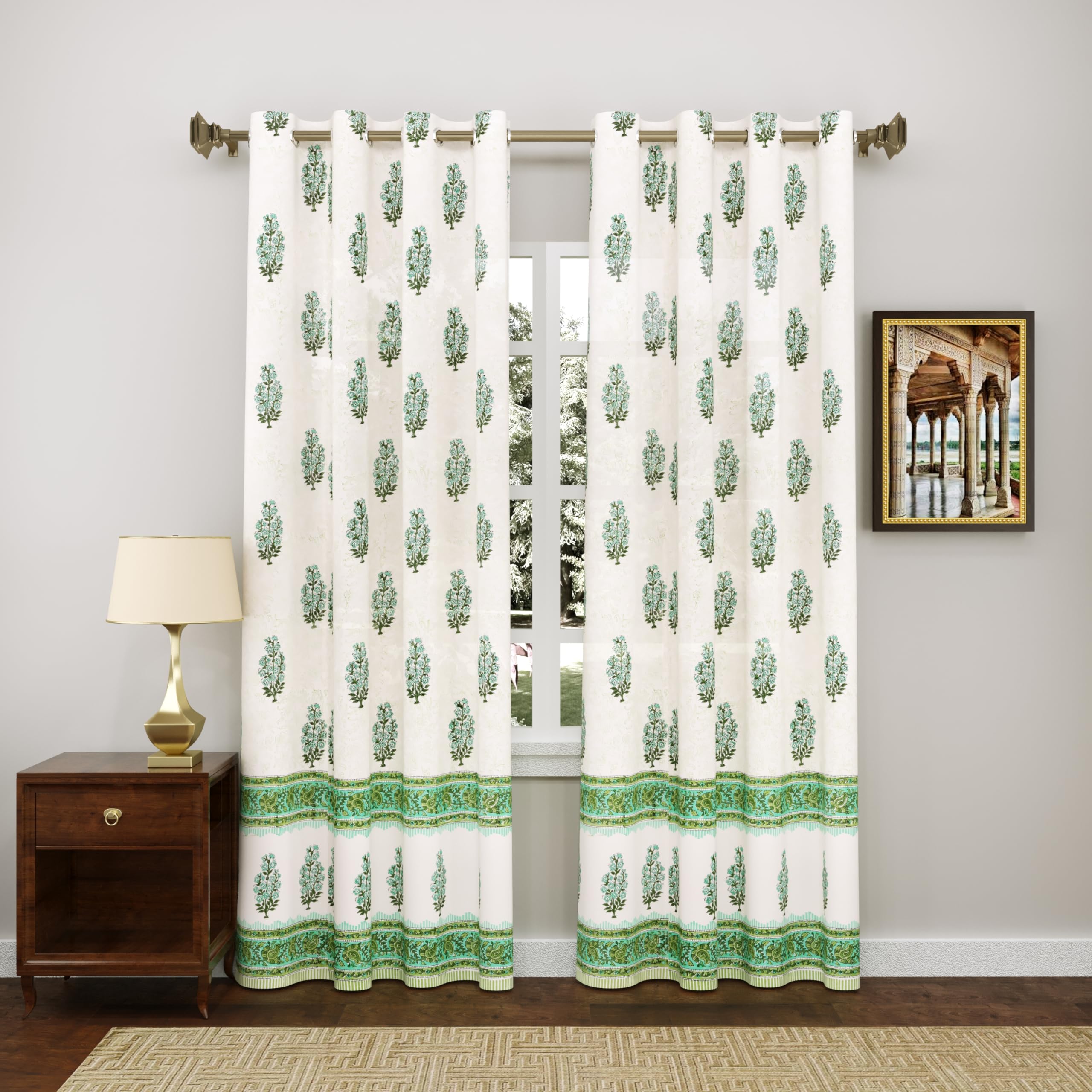 BLOCKS OF INDIA Hand Block Printed Cotton Daylight Curtains With Eyelets(Set Of 2 Curtains, Block 3, 7 Feet/Door, Semi Sheer, Multicolor) (B0CNLL2D6P) Amazon Price History, Amazon Price Tracker