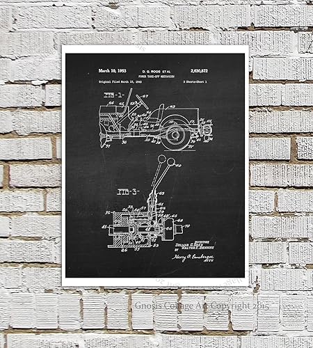 Miniatura 6 de Gnosis Picture Archive Willys - Juego de 4 pósteres de patentes de vehículos militares sin marco Art Willys Auto
