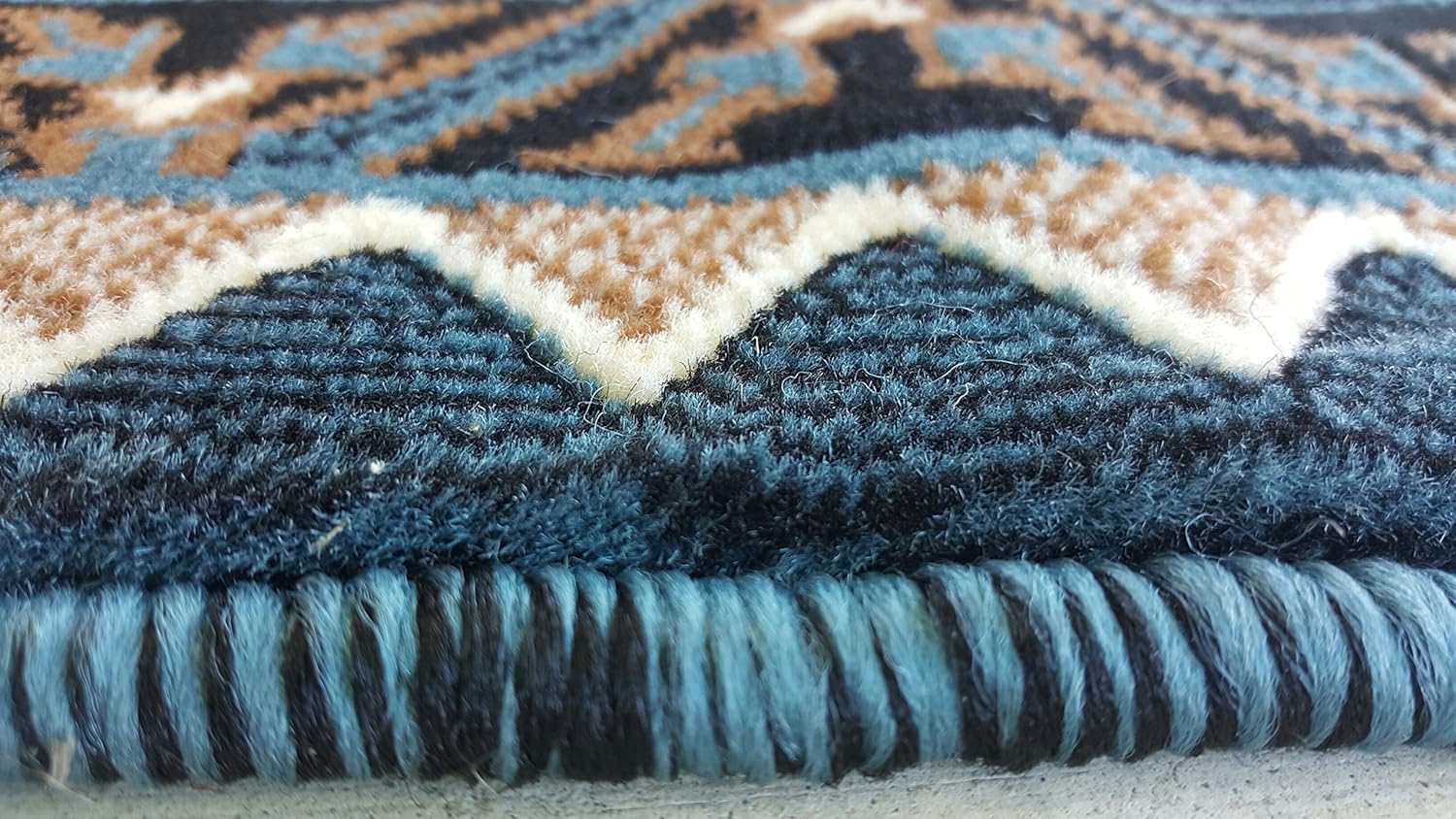Kingdom Southwest Native American Oval Area Rug Blue Design #D143 (3ftx4ft7in.Oval)