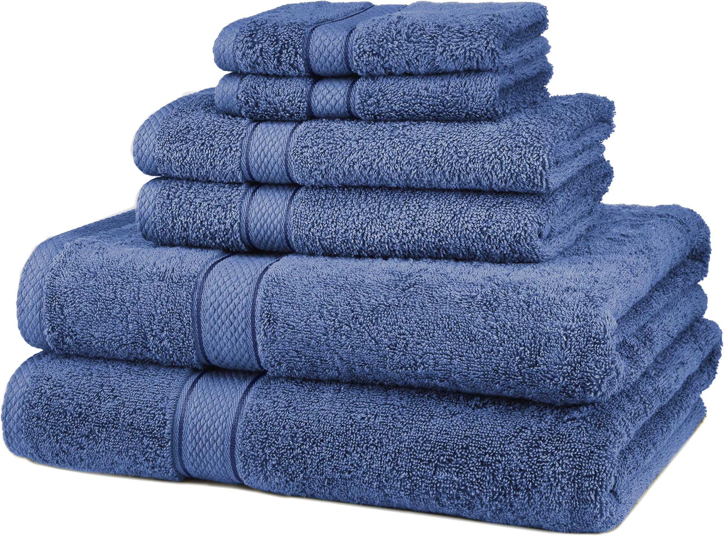 Amazon Brand – Pinzon 6 Piece set Blended Egyptian Cotton Bath Towel, Wedgewood