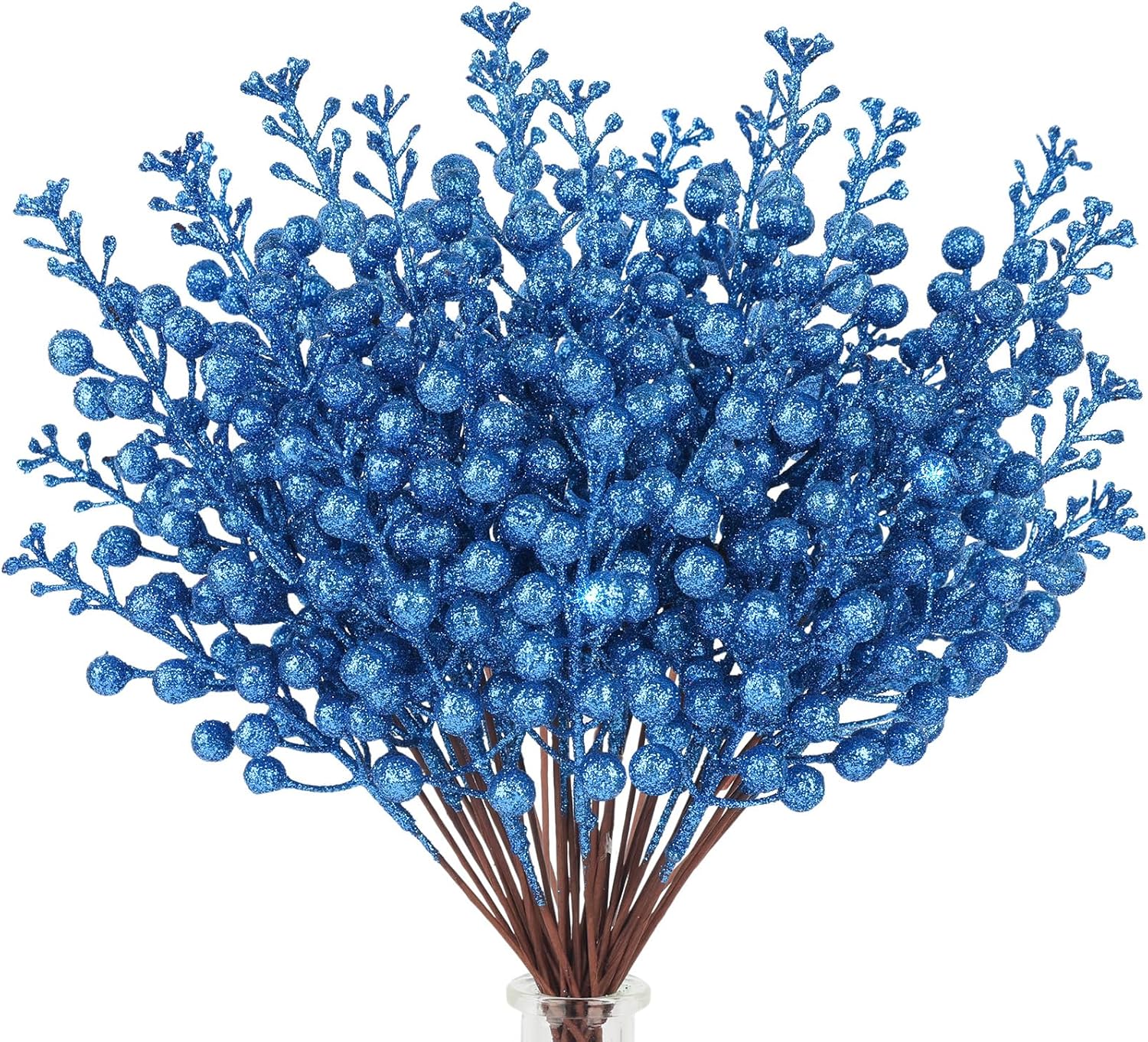 HOHOTIME 36個 クリスマス グリッター ベリー ステム ネイビー 9.5インチ 人工クリスマスツリー ピック クリスマスツ