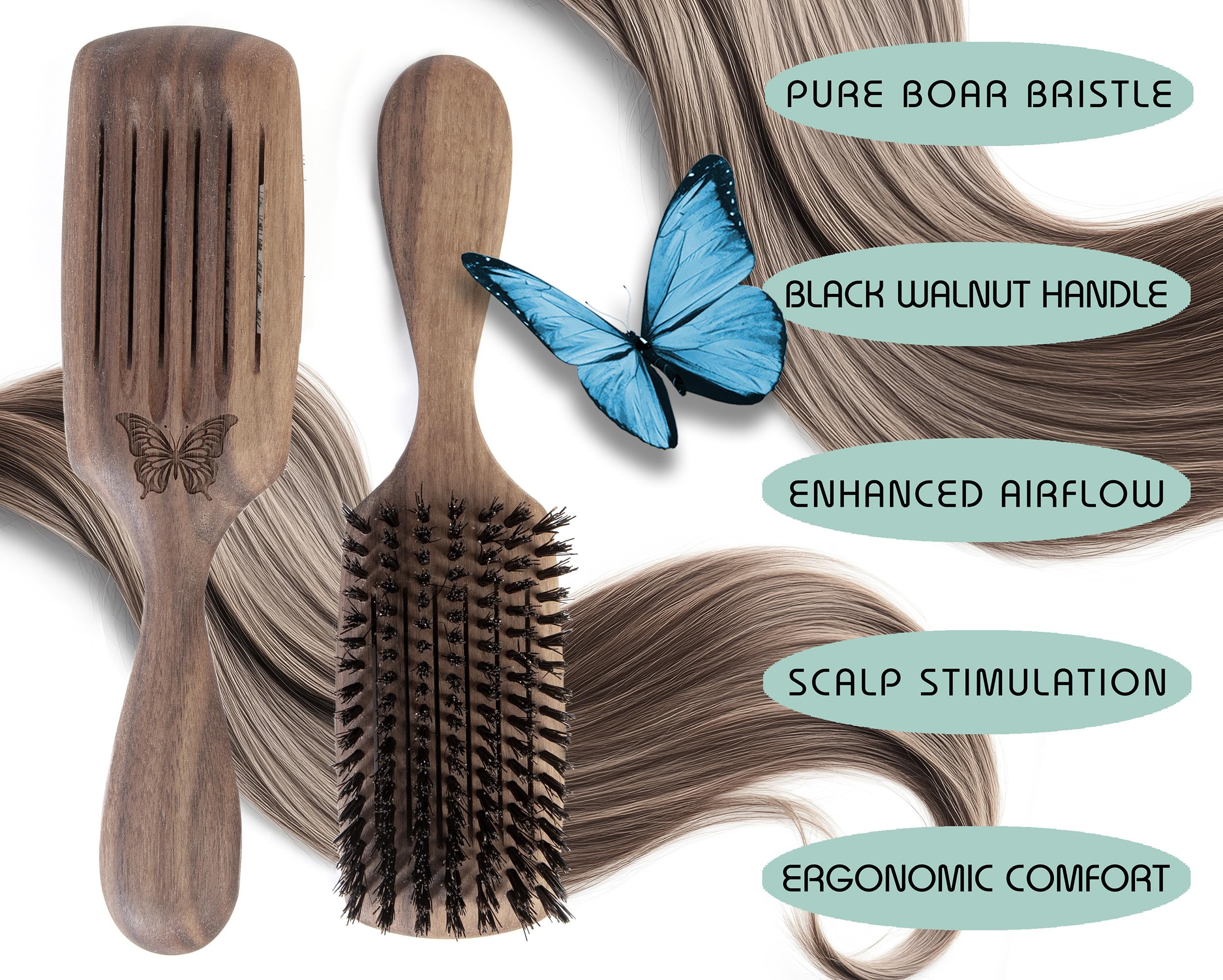 Amazon.com : Vented Boar Bristle Hair Brush for Blow Drying