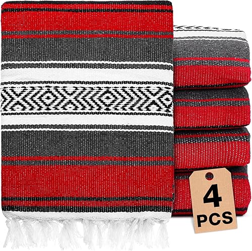 Miniatura 9 de 4 mantas mexicanas tejidas a mano a granel manta de yoga mexicana manta colorida de Falsa Serape manta de playa mexicana bohemia para acampar al