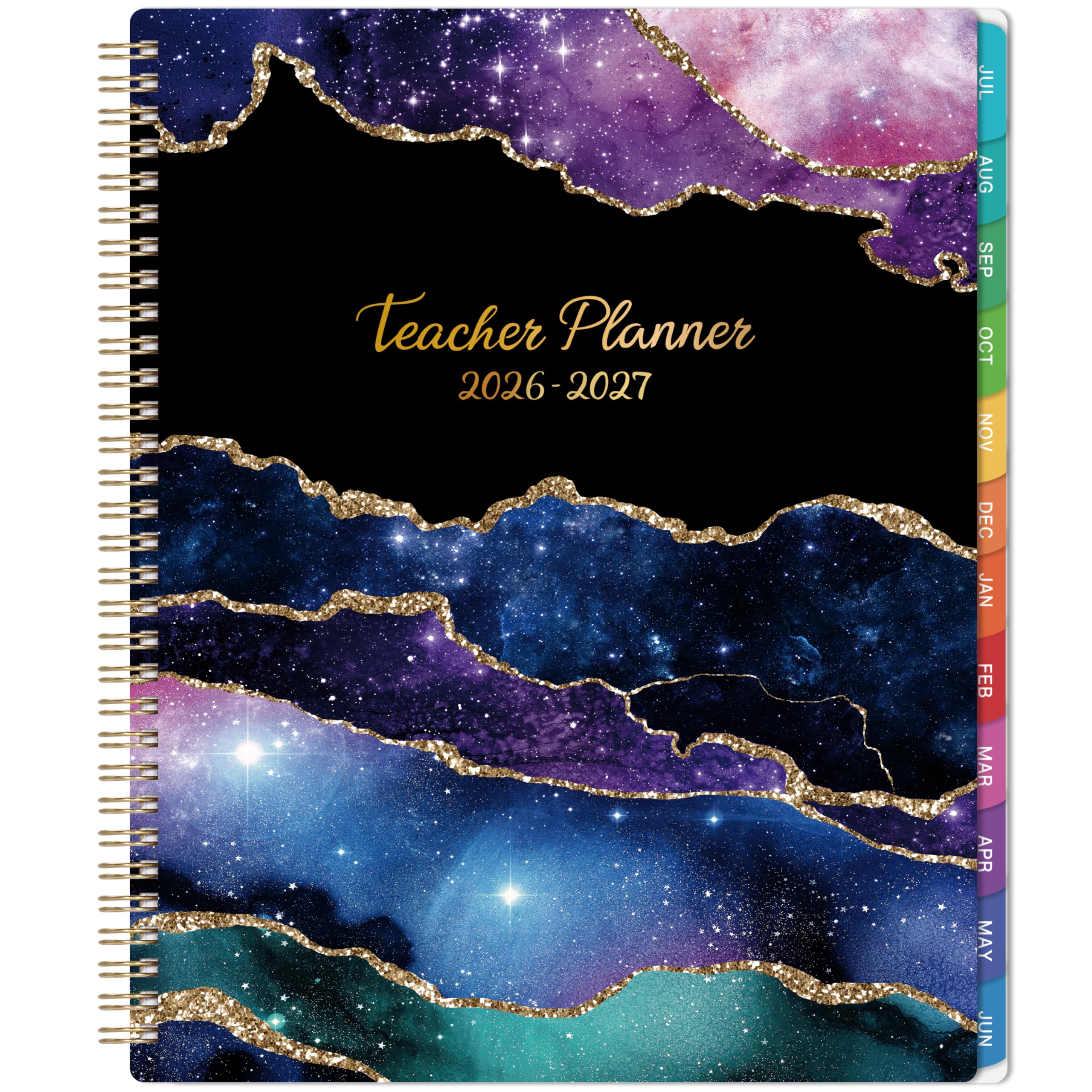 Teacher Planner 2026-2027, Lesson Plan Book 2026-2027, JUL 2026 - JUN 2027, Teacher Lesson Plan Book, School Schedules Academic Planner, 8.5" x 11", Colorful Monthly Tabs, Back Pocket