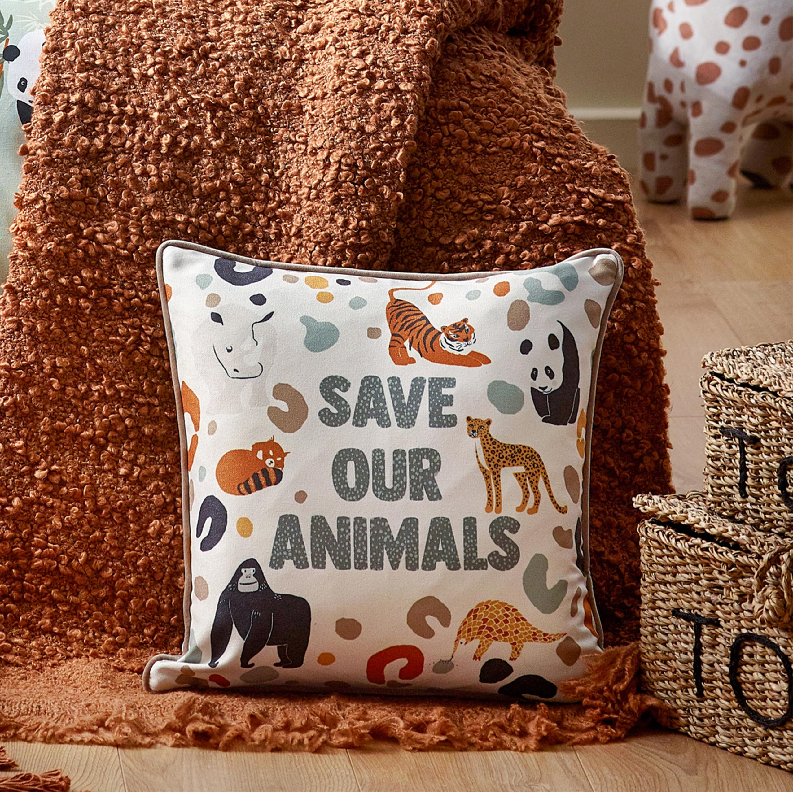 little furn. Wildlife Save Our Animals Piped Feather Filled Cushion