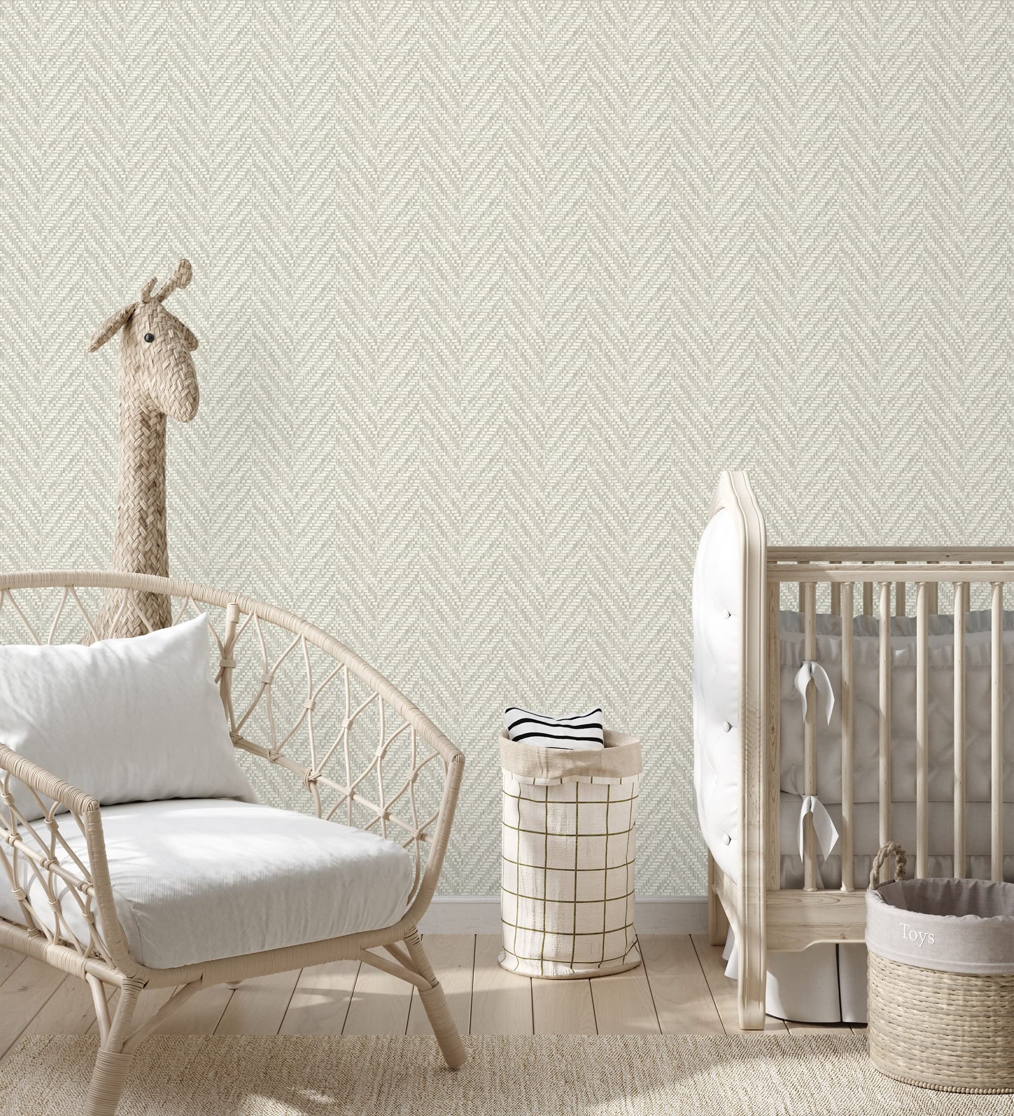 GAULAN 679665 - Papel pintado vinílico ecológico de espiga textura fibra vegetal en relieve para pared salón cocina baño mueble comedor - Rollo de 10 m x 0,53 m