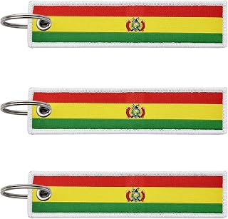 3 Pcs Bolivia Bolivians Country Flag Keychain,Woven label Key Chains for Car Keys,Fabric Key Chains Men and Women,Used for Various Decorations.