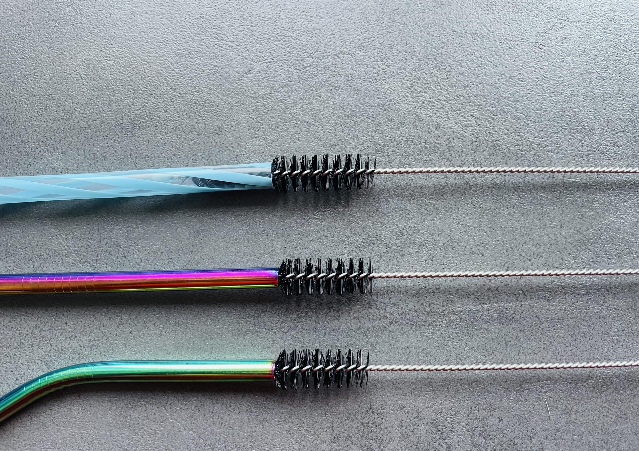 Lot de 3 brosses à paille, 23 cm, pour nettoyer les pailles, les petits tubes, accessoires de biberon, les tubes à essai, idéal pour les ouvertures étroites (noir) - 2