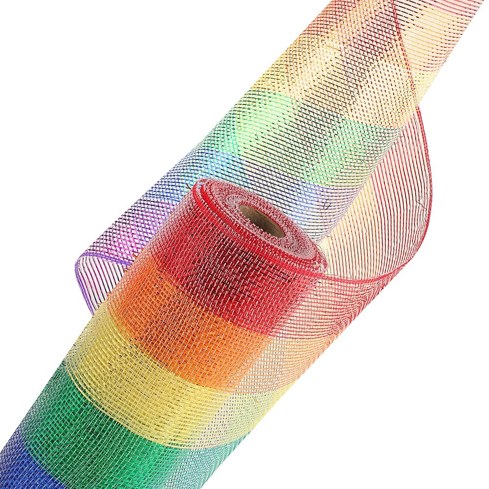 Stanza様 ロールシール Amazon.com: Generic 1 Roll Rainbow Metallic Deco Mesh Ribbon