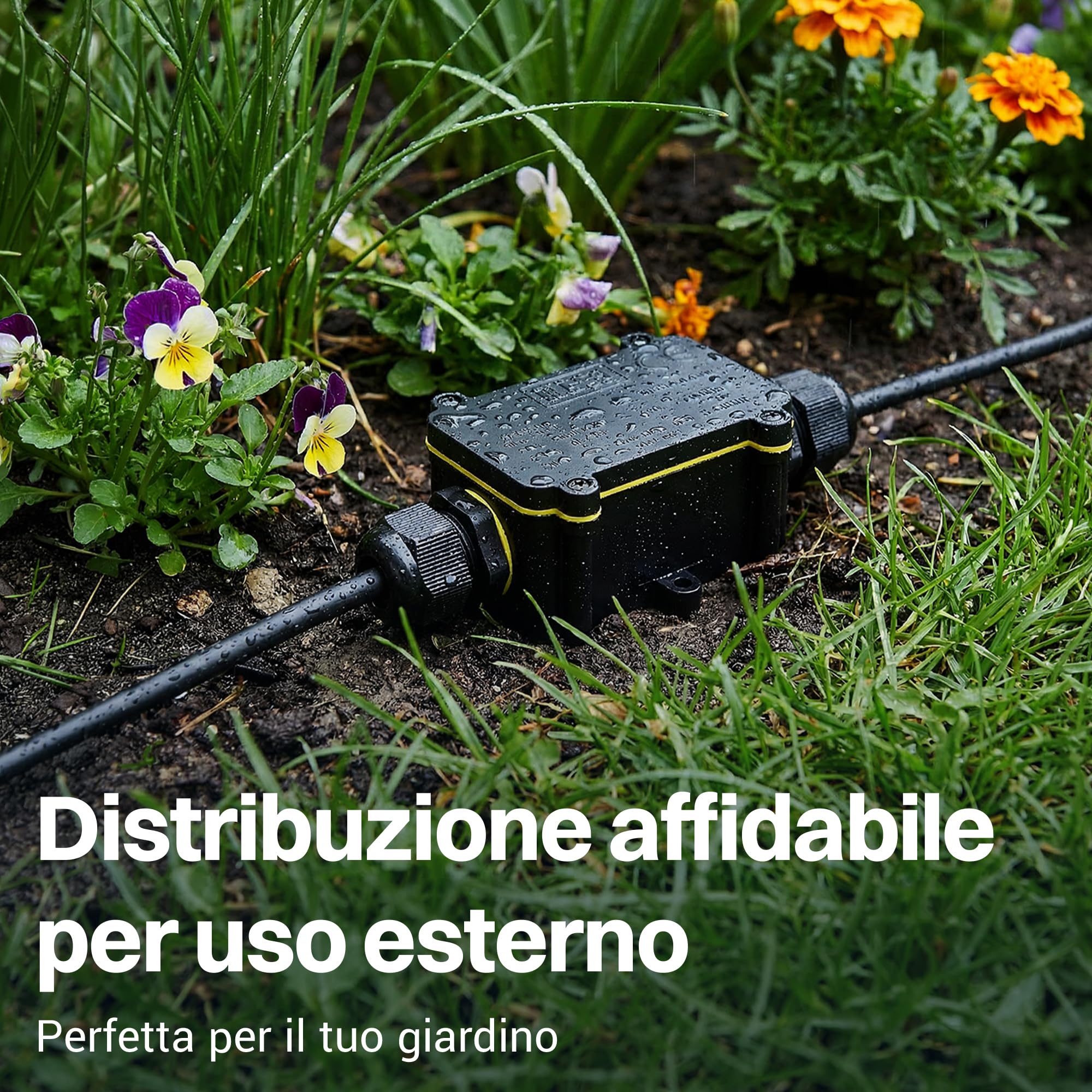 Scatola di giunzione impermeabile Intratec 10x con 2 aperture per cavi da 5-12 mm – Scatola di distribuzione esterna impermeabile IP68 installazione in giardino e cavi interrati – 138 x 43 x 36mm